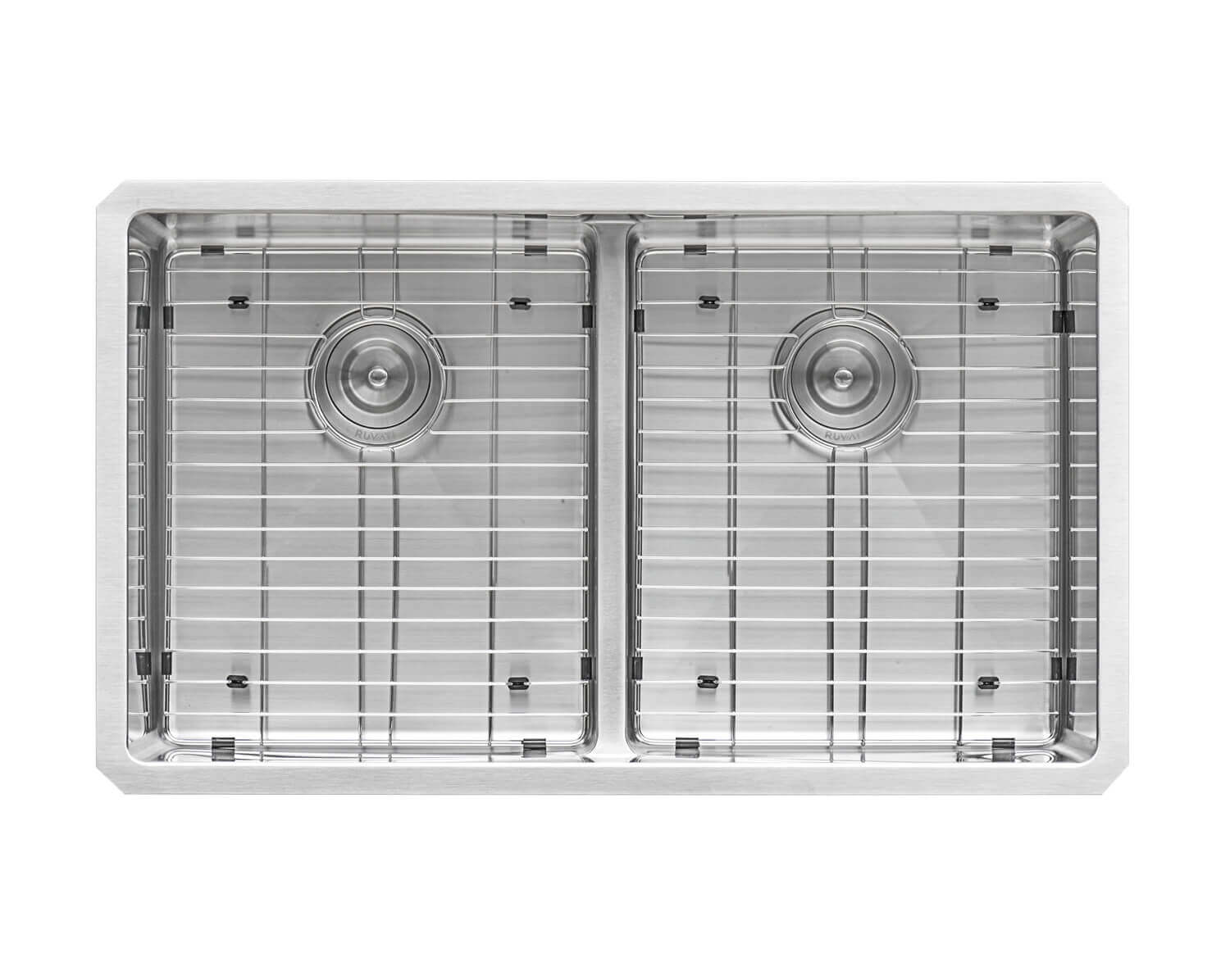 Alternate Image for Ruvati Urbana 30" Undermount Stainless Steel Kitchen Sink, 50/50 Low Divide Double Bowl, 16 Gauge, Rounded Corners, RVH7355
