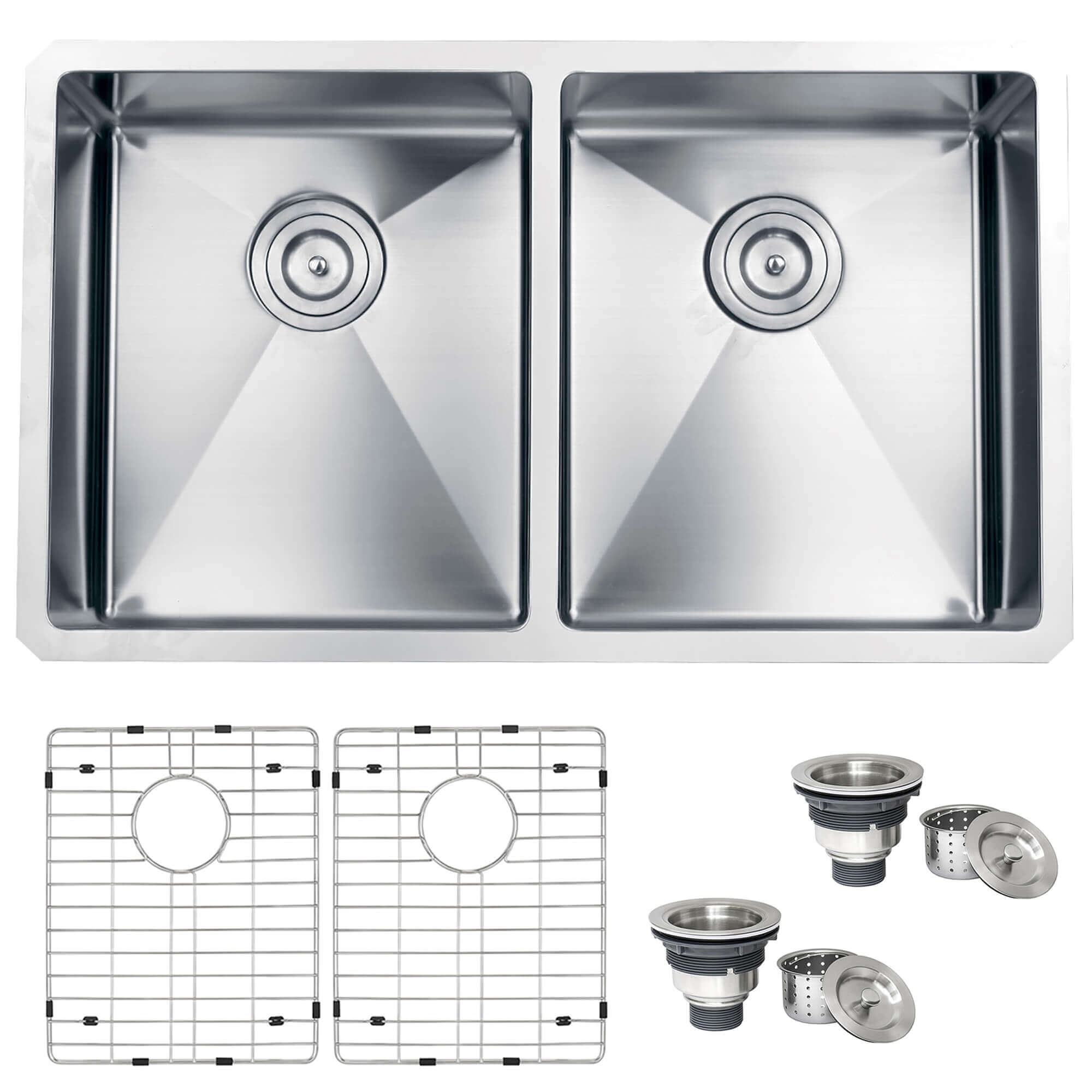 Alternate Image for Ruvati Gravena 32" Undermount Stainless Steel Kitchen Sink, 50/50 Double Bowl, 16 Gauge, Rounded Corners, RVH7401