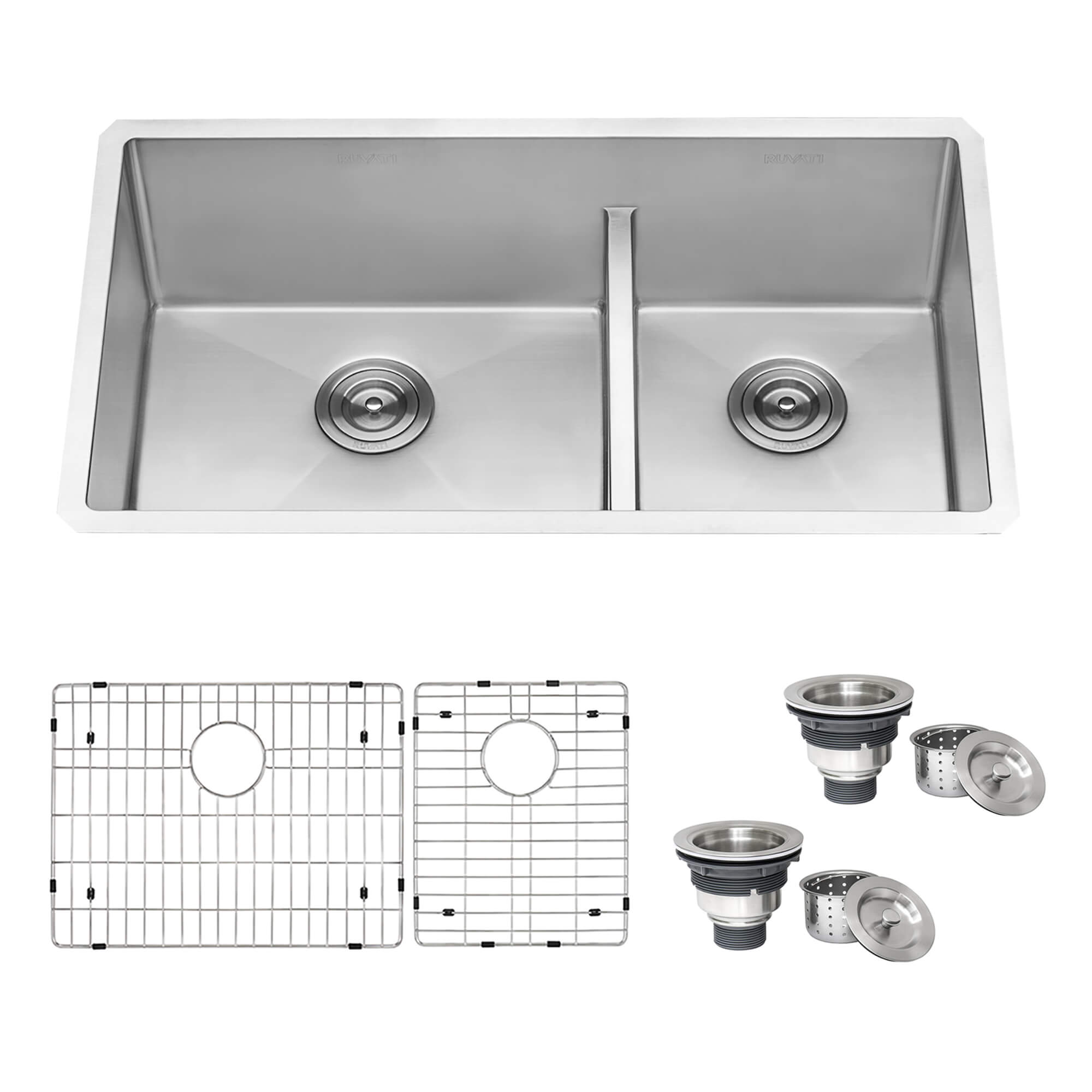 Alternative View of Ruvati Urbana 36" Undermount Stainless Steel Kitchen Sink, 60/40 Low Divide Double Bowl, 16 Gauge, RVH7417