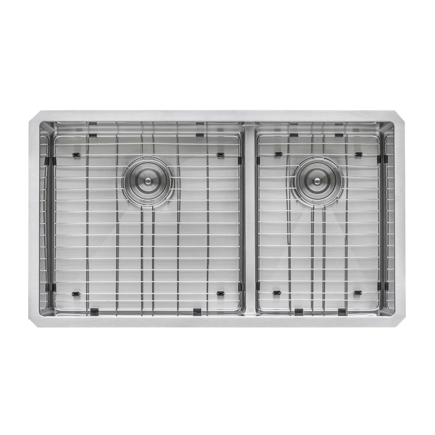 Alternate Image for Ruvati Urbana 33" Undermount Stainless Steel Kitchen Sink, 60/40 Low Divide Double Bowl, 16 Gauge, Rounded Corners, RVH7419
