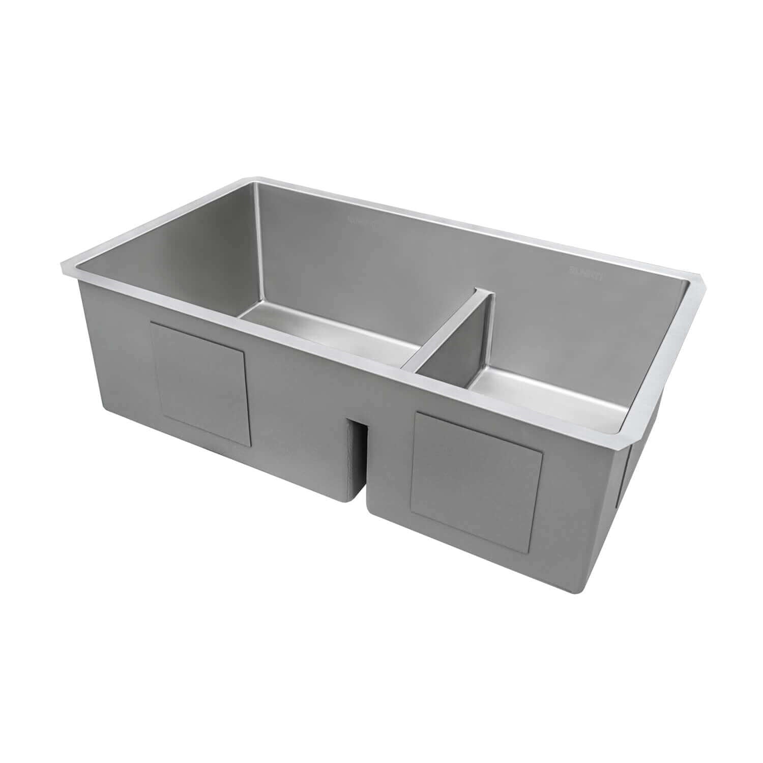 Alternate Image for Ruvati Urbana 33" Undermount Stainless Steel Kitchen Sink, 60/40 Low Divide Double Bowl, 16 Gauge, Rounded Corners, RVH7419