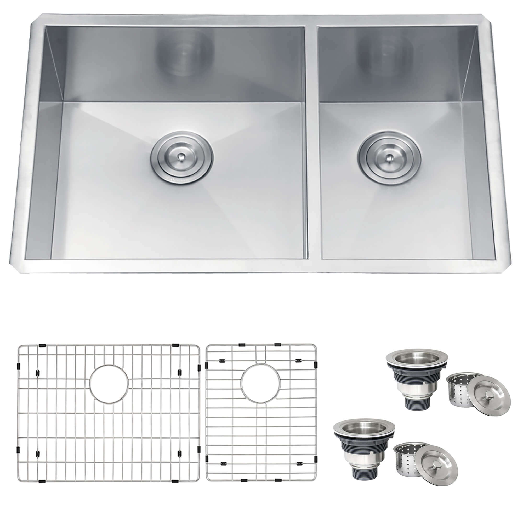 Alternate Image for Ruvati Nesta 32" Undermount Stainless Steel Kitchen Sink, 60/40 Double Bowl, 16 Gauge, Zero Radius, RVH7515