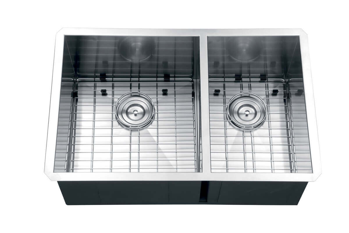 Alternate Image for Ruvati Nesta 32" Undermount Stainless Steel Kitchen Sink, 60/40 Double Bowl, 16 Gauge, Zero Radius, RVH7515
