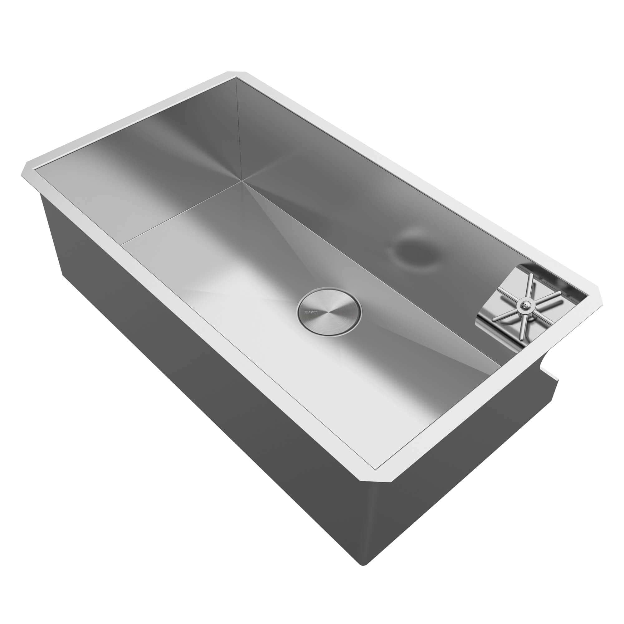 Alternate Image for Ruvati Ibiza Glass Rinser and Sink Combo 30-inch Undermount 16 Gauge Stainless Steel Rounded Corners Kitchen Sink Single Bowl, 16, RVH7533