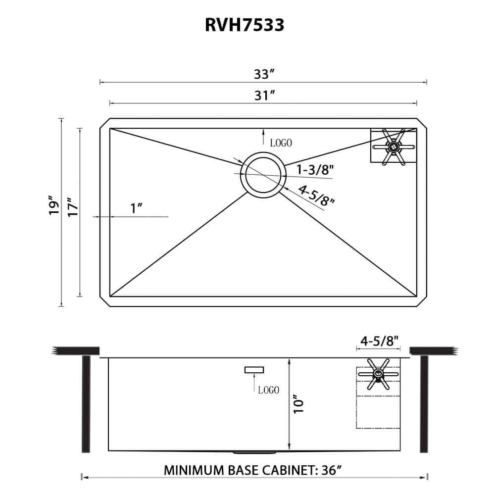 Alternate Image for Ruvati Ibiza Glass Rinser and Sink Combo 30-inch Undermount 16 Gauge Stainless Steel Rounded Corners Kitchen Sink Single Bowl, 16, RVH7533