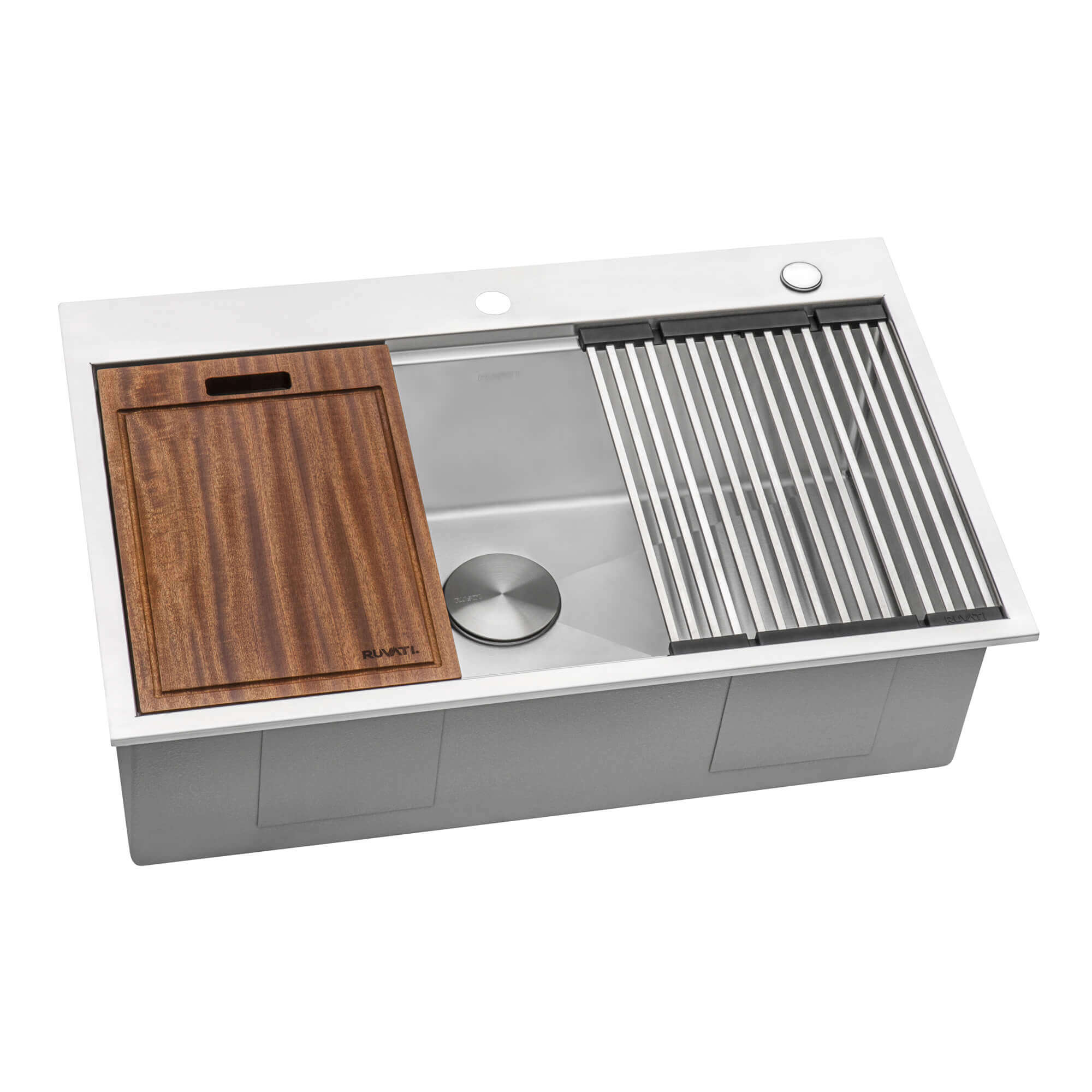 Alternate Image for Ruvati Siena 33" Stainless Steel Workstation Kitchen Sink, 16 Gauge, Rounded Corners, RVH8003