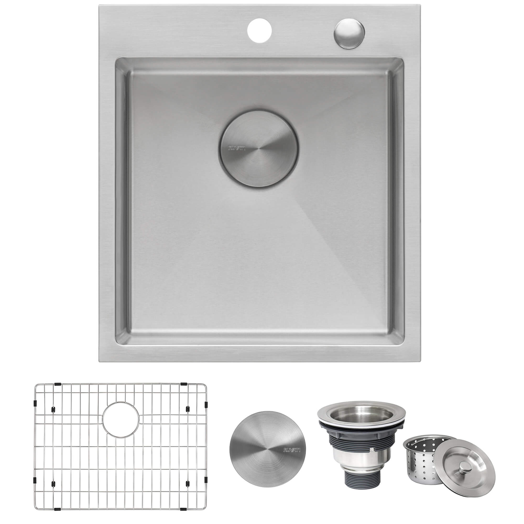 Alternative View of Ruvati Tirana Pro 18" Drop-in Topmount Stainless Steel Bar/Prep Sink, 16 Gauge, RVH8006