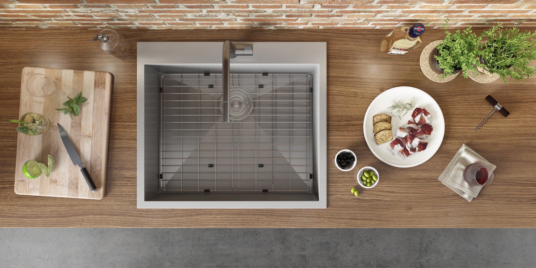 Alternate Image for Ruvati Tirana 25" Drop-in Topmount Stainless Steel Kitchen Sink, 16 Gauge, RVH8010