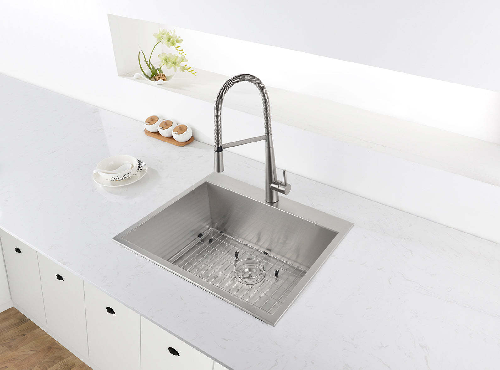 Alternate Image for Ruvati Tirana 25" Drop-in Topmount Stainless Steel Kitchen Sink, 16 Gauge, RVH8010