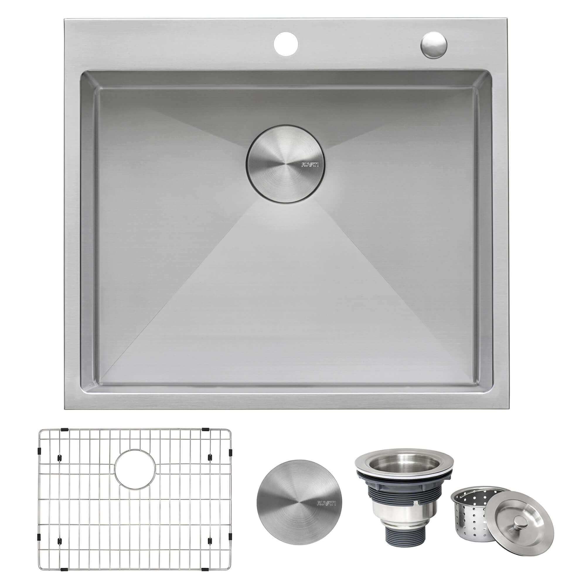 Alternate Image for Ruvati Tirana Pro 24 x 20 inch Drop-in 16 Gauge Stainless Steel Rounded Corners Topmount Kitchen Sink Single Bowl, 16, RVH8014