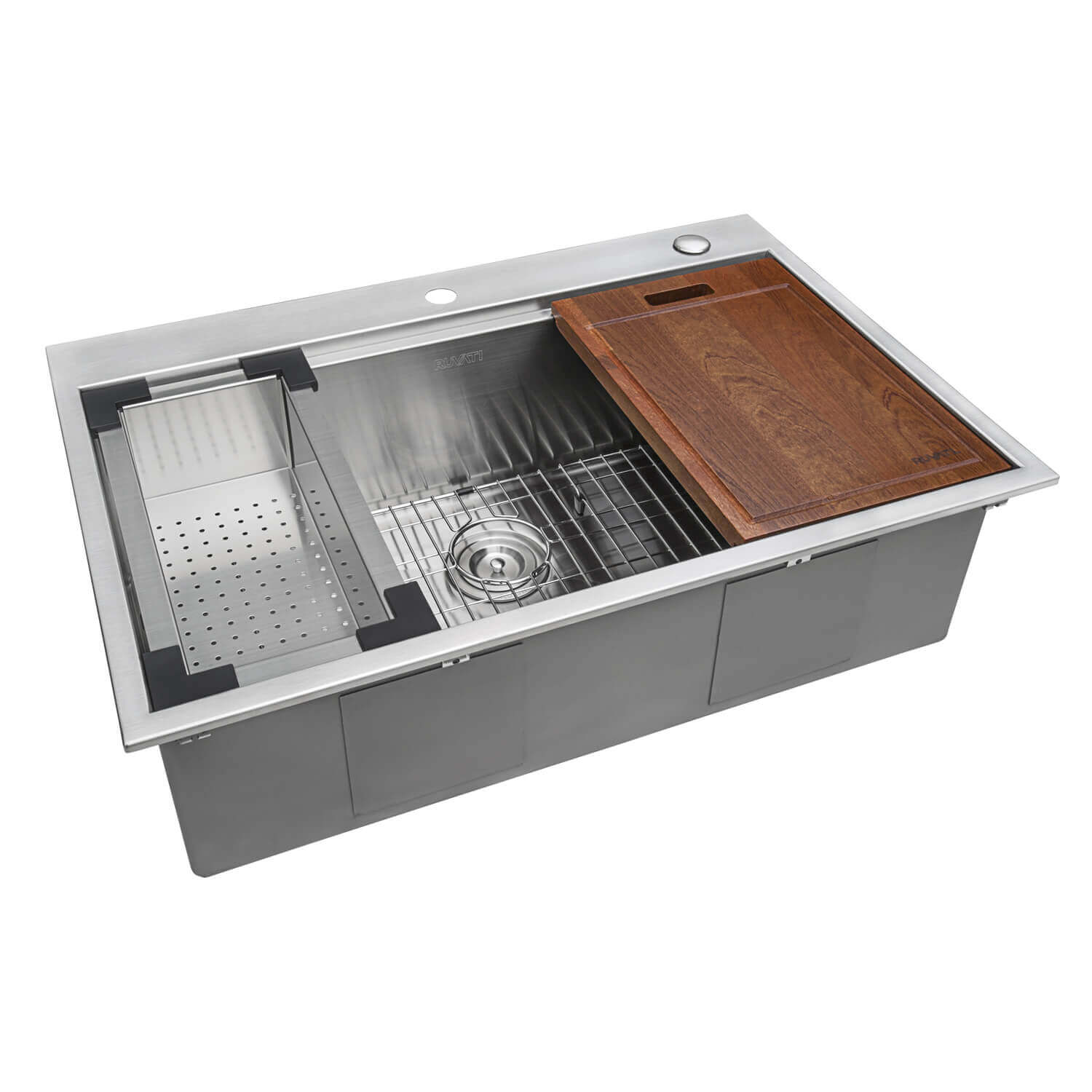 Alternate Image for Ruvati Siena 30" Stainless Steel Workstation Kitchen Sink, 16 Gauge, Rounded Corners, RVH8030