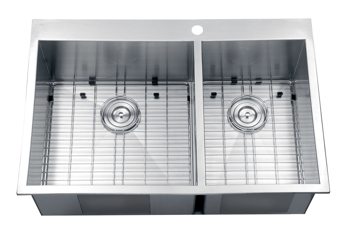 Alternate Image for Ruvati Tirana 33" Drop In Stainless Steel Kitchen Sink, 60/40 Double Bowl, 16 Gauge, Zero Radius, RVH8050