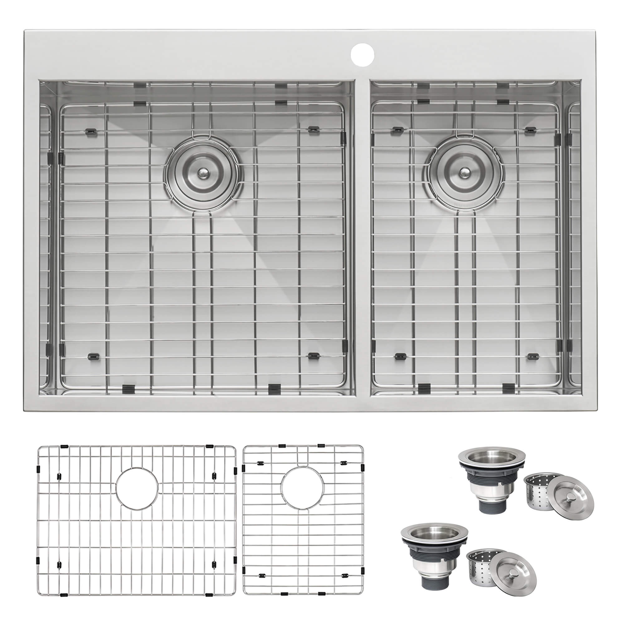 Alternate Image for Ruvati Tirana 33" Drop In Stainless Steel Kitchen Sink, 60/40 Double Bowl, 16 Gauge, Zero Radius, RVH8050