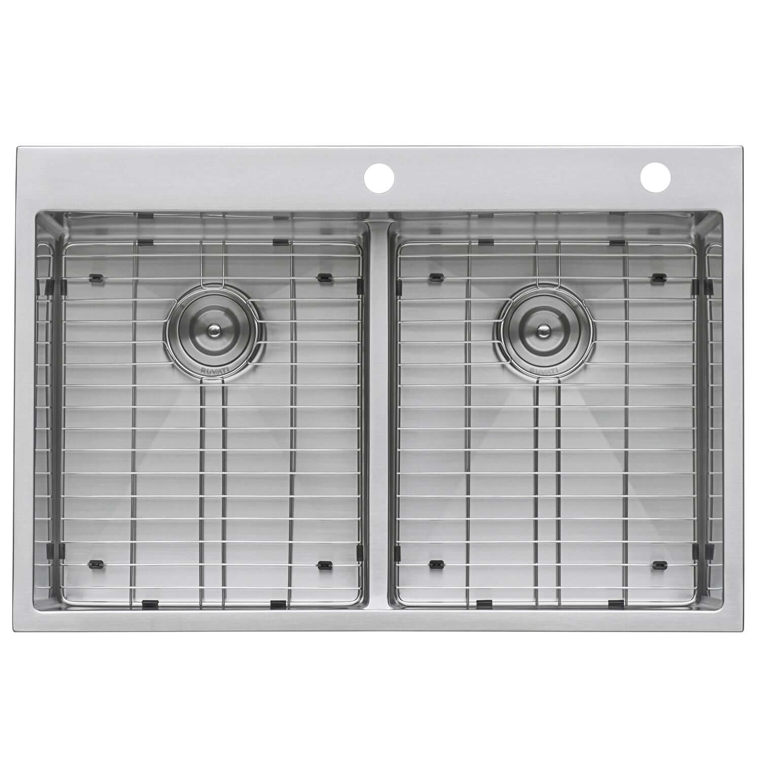 Alternate Image for Ruvati Tirana Pro 33" Stainless Steel Kitchen Sink, 50/50 Double Bowl, 16 Gauge, Rounded Corners, RVH8051