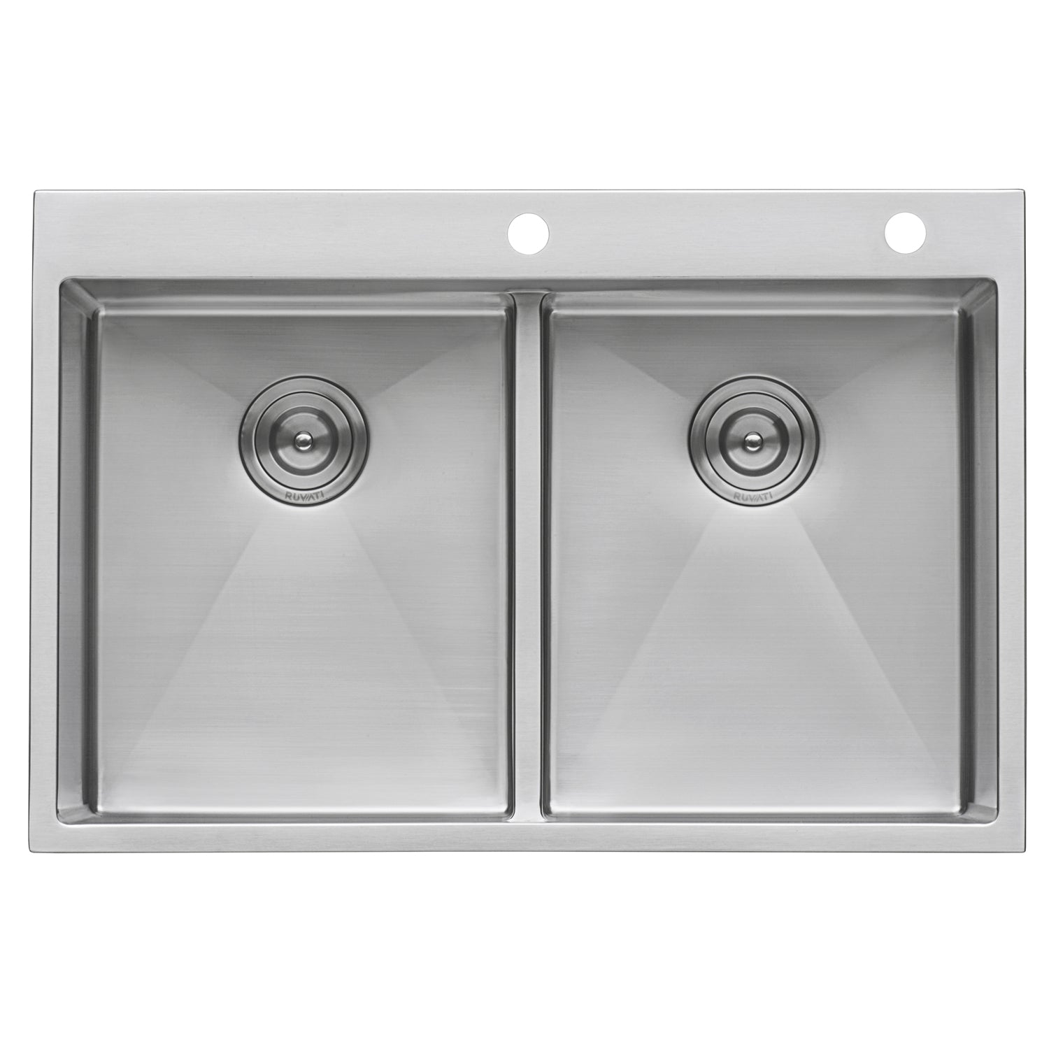 Alternate Image for Ruvati Tirana Pro 33" Stainless Steel Kitchen Sink, 50/50 Double Bowl, 16 Gauge, Rounded Corners, RVH8051