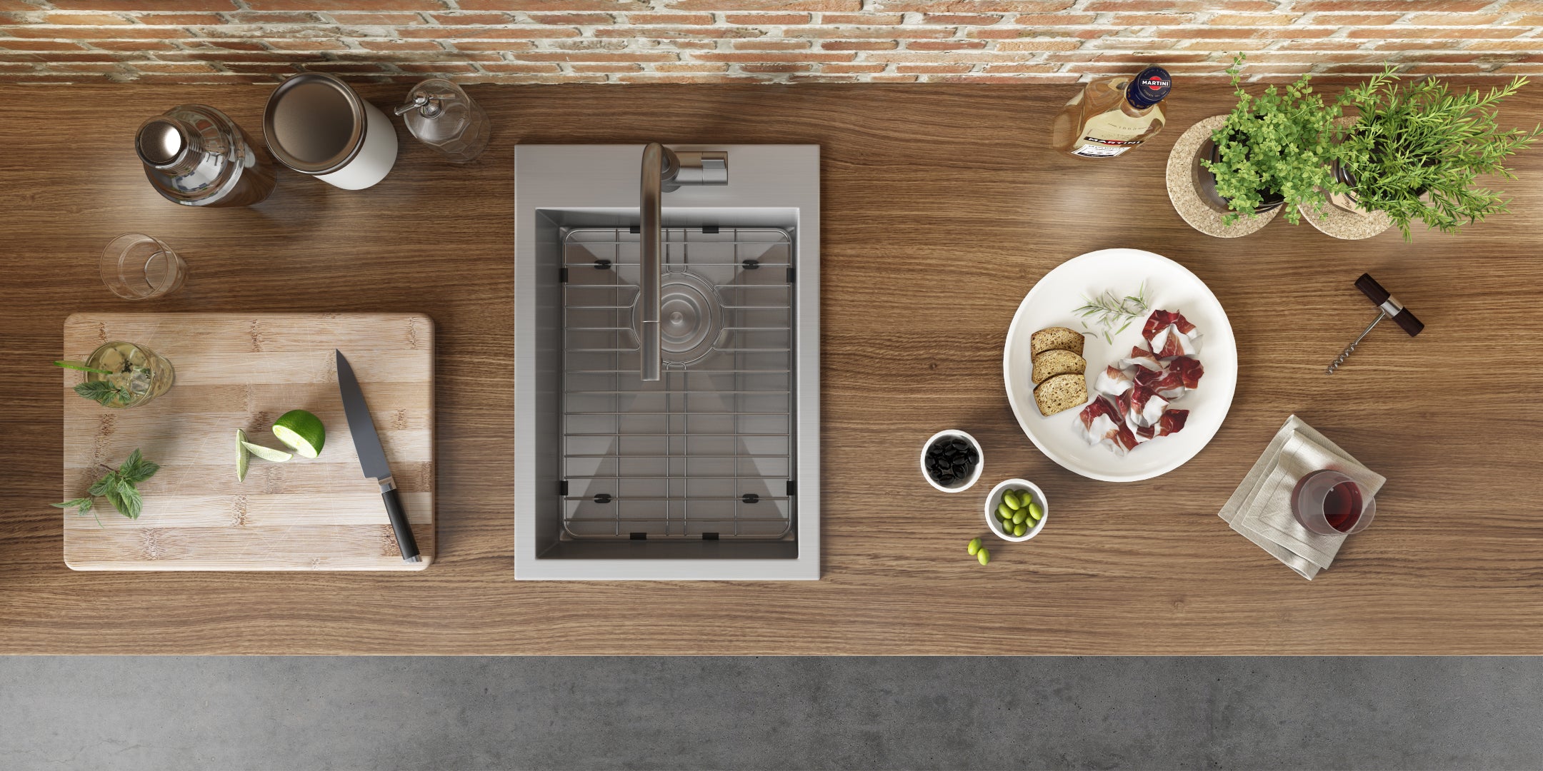 Alternate Image for Ruvati Tirana 15" Rectangle Stainless Steel Bar/Prep Sink, 16 Gauge, RVH8110
