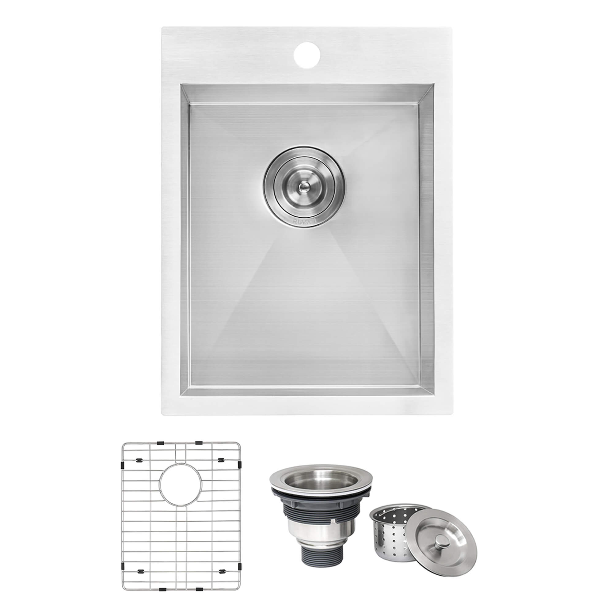 Alternative View of Ruvati Tirana 15" Rectangle Stainless Steel Bar/Prep Sink, 16 Gauge, RVH8110
