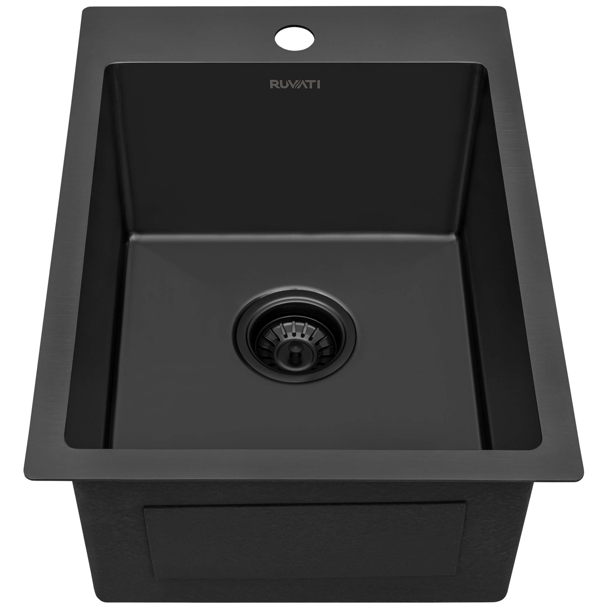 Alternative View of Ruvati Terraza 15 x 20 inch Gunmetal Black Stainless Steel Drop-in Topmount Bar Prep Sink Single Bowl, 16, RVH8110BL