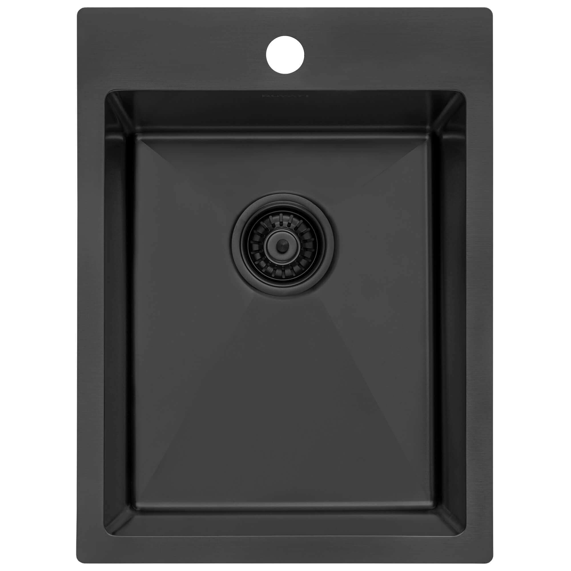 Alternate Image for Ruvati Terraza 15 x 20 inch Gunmetal Black Stainless Steel Drop-in Topmount Bar Prep Sink Single Bowl, 16, RVH8110BL