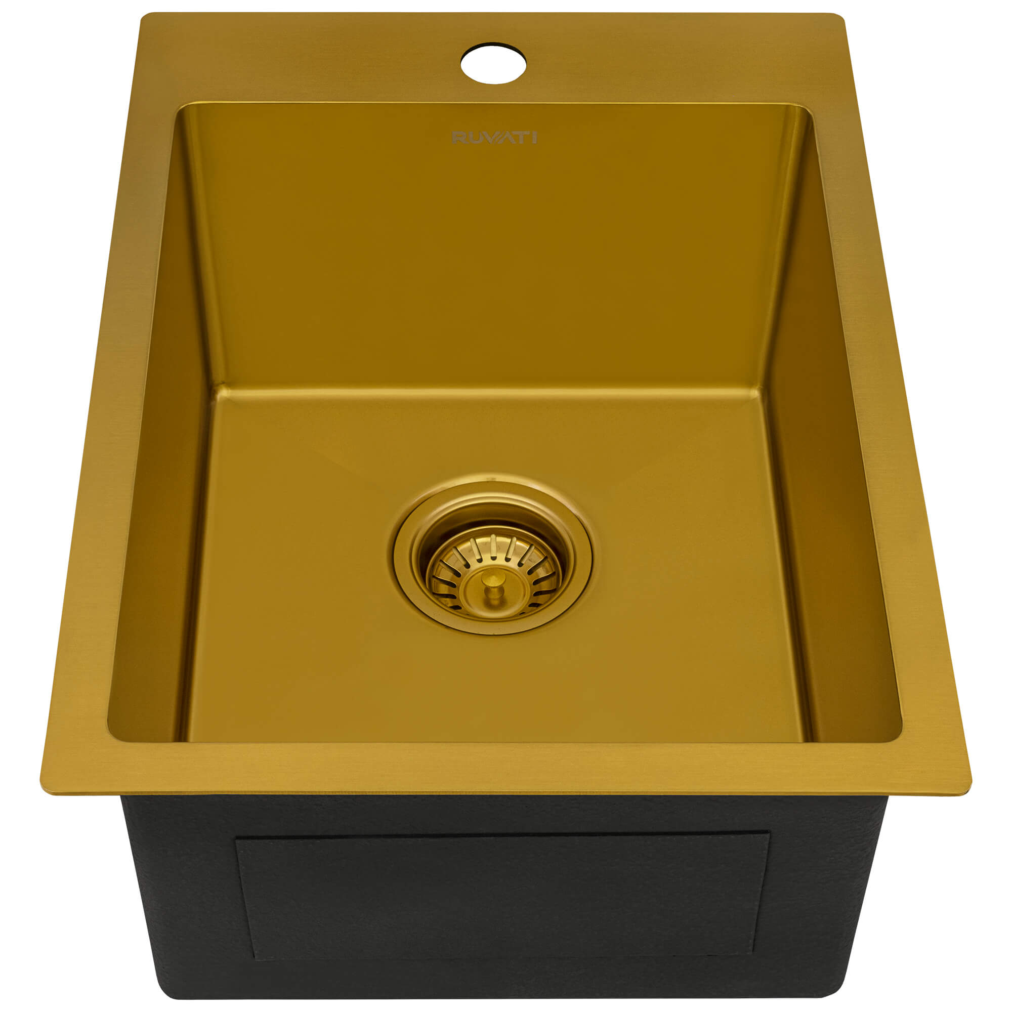 Alternative View of Ruvati Terraza 15 x 20 inch Polished Brass Matte Gold Stainless Steel Drop-in Topmount Bar Prep Sink Single Bowl, 16, Matte Gold Satin Brass, RVH8110GG