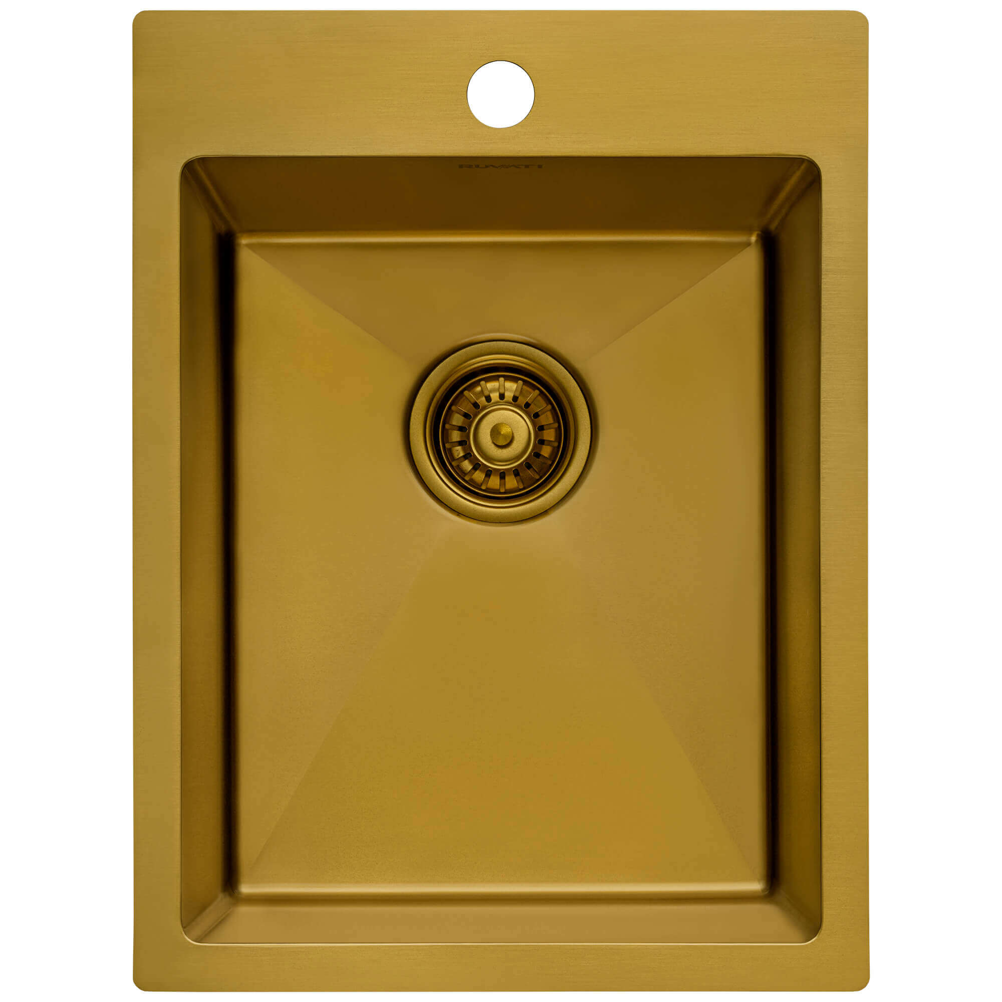 Alternate Image for Ruvati Terraza 15 x 20 inch Polished Brass Matte Gold Stainless Steel Drop-in Topmount Bar Prep Sink Single Bowl, 16, Matte Gold Satin Brass, RVH8110GG