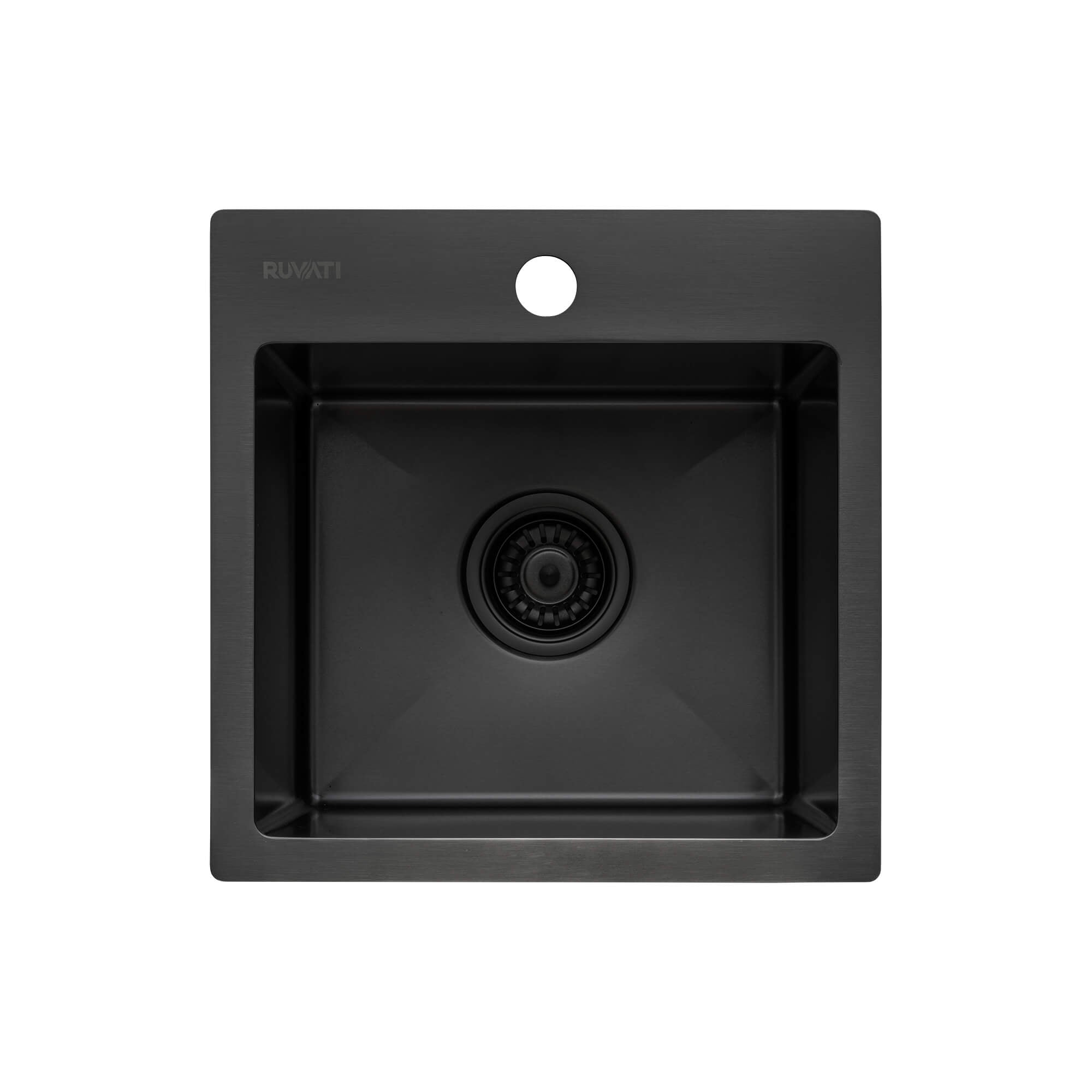 Alternative View of Ruvati Terraza 15 inch Gunmetal Black Stainless Steel Drop-in Topmount Bar Prep Sink Single Bowl, 16, RVH8115BL