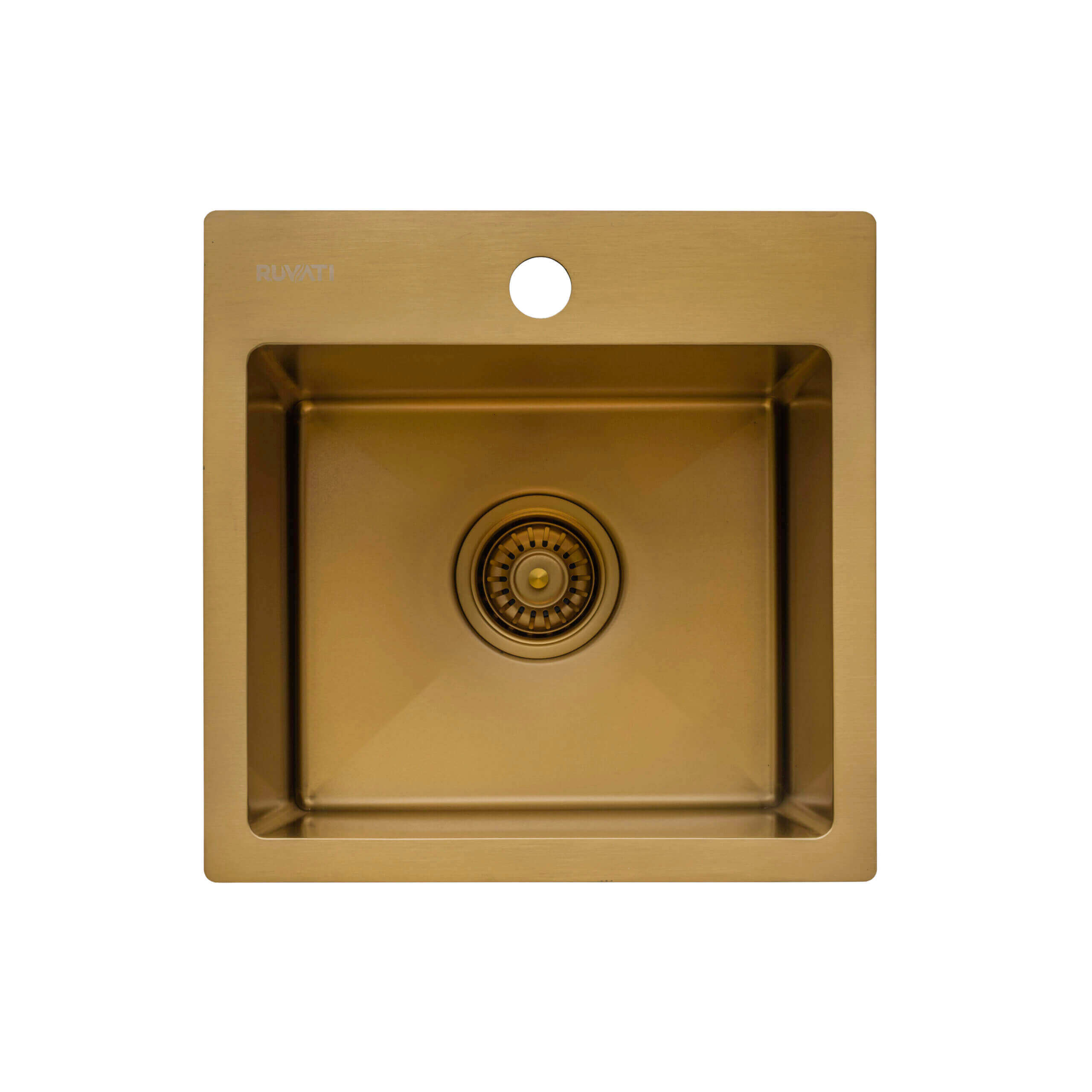 Alternate Image for Ruvati Terraza 15 inch Polished Brass Matte Gold Stainless Steel Drop-in Topmount Bar Prep Sink Single Bowl, 16, Matte Gold Satin Brass, RVH8115GG