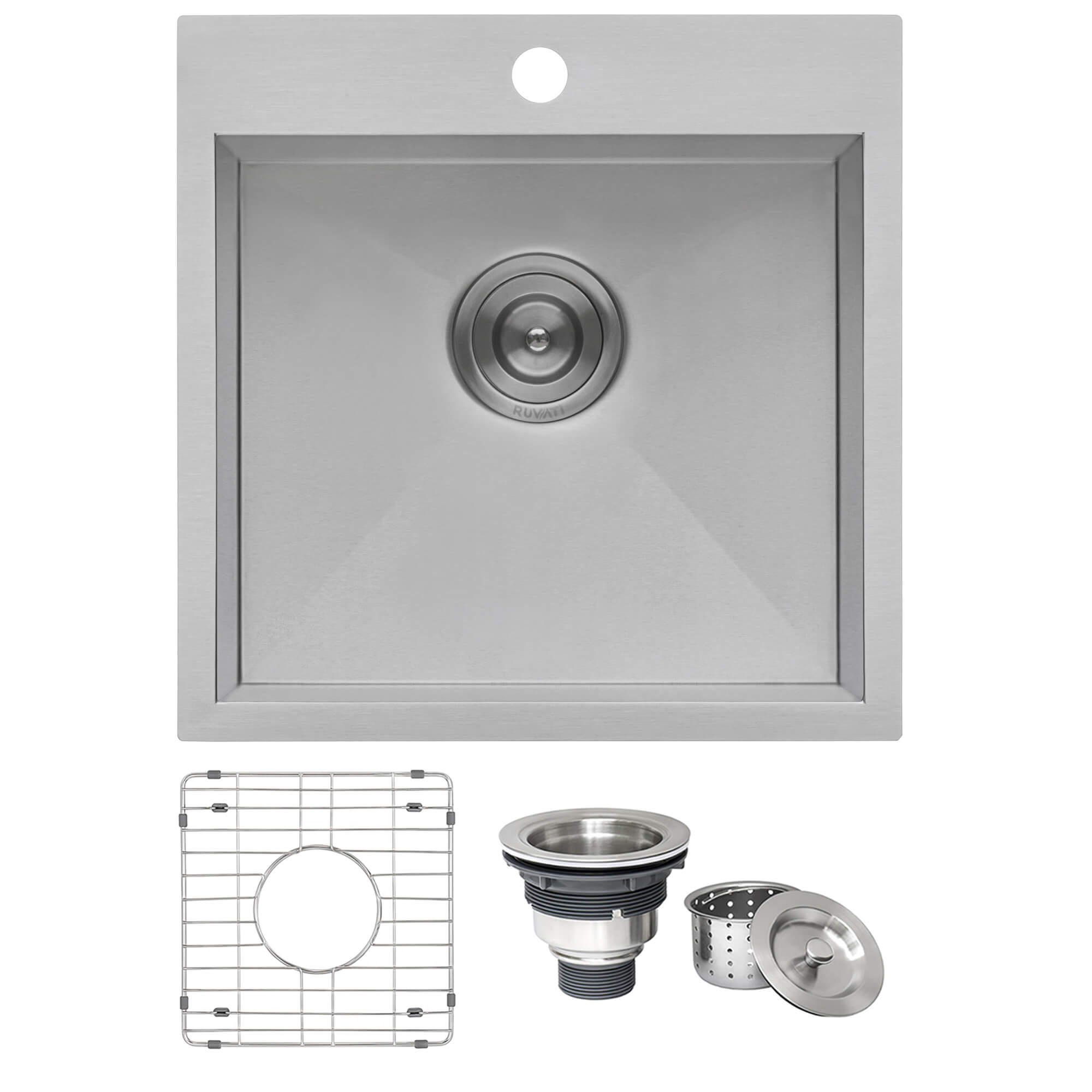 Alternate Image for Ruvati Tirana 18" Square Stainless Steel Bar/Prep Sink, 16 Gauge, RVH8118