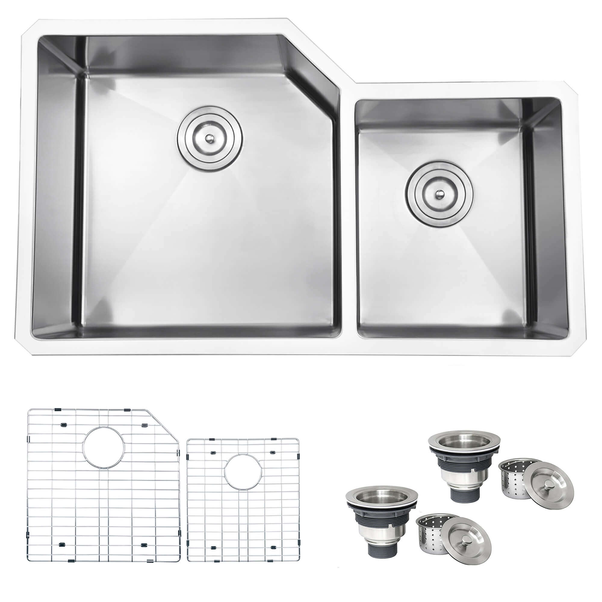 Alternate Image for Ruvati Gravena 33" Undermount Stainless Steel Kitchen Sink, 60/40 Double Bowl, 16 Gauge, RVH8150
