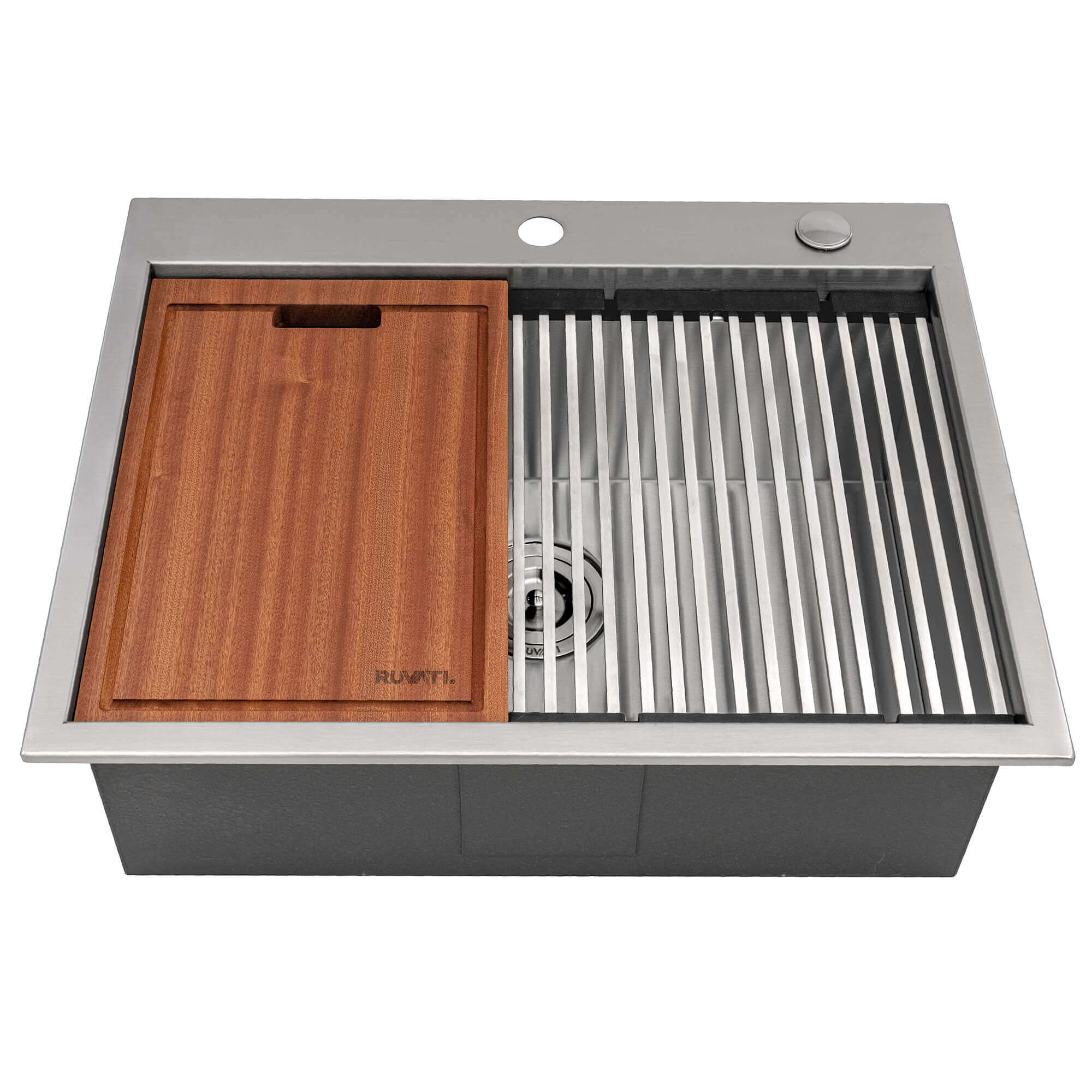 Alternate Image for Ruvati Vino 25 x 20 inch RV Workstation Drop-in Topmount Bar Prep Kitchen Sink 16 Gauge Stainless Steel, 16, RVH8205