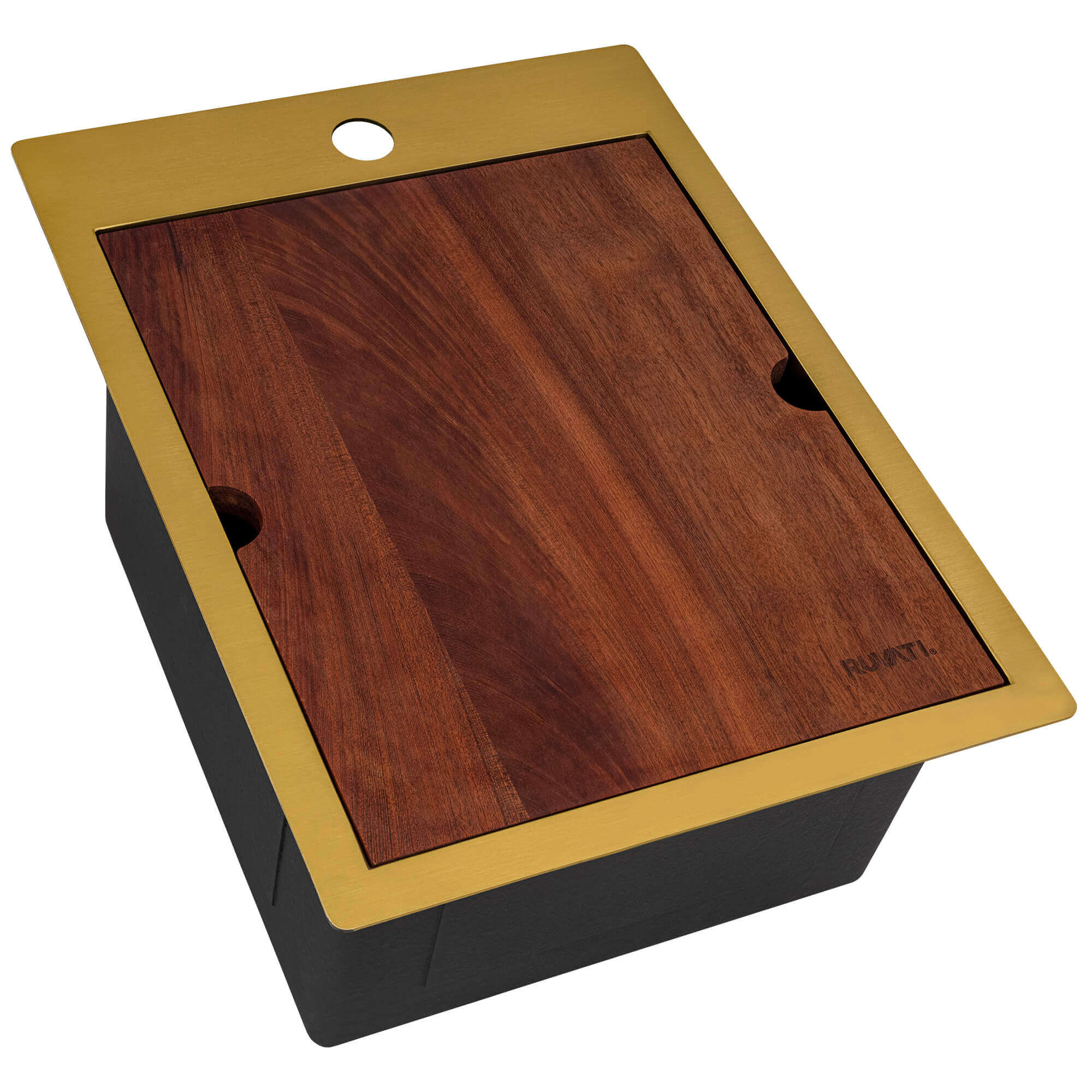 Alternate Image for Ruvati Giana 15 x 20 inch Polished Brass Matte Gold Stainless Steel Workstation Wet Bar Sink Drop-in Topmount, 16, Matte Gold Satin Brass, RVH8210GG