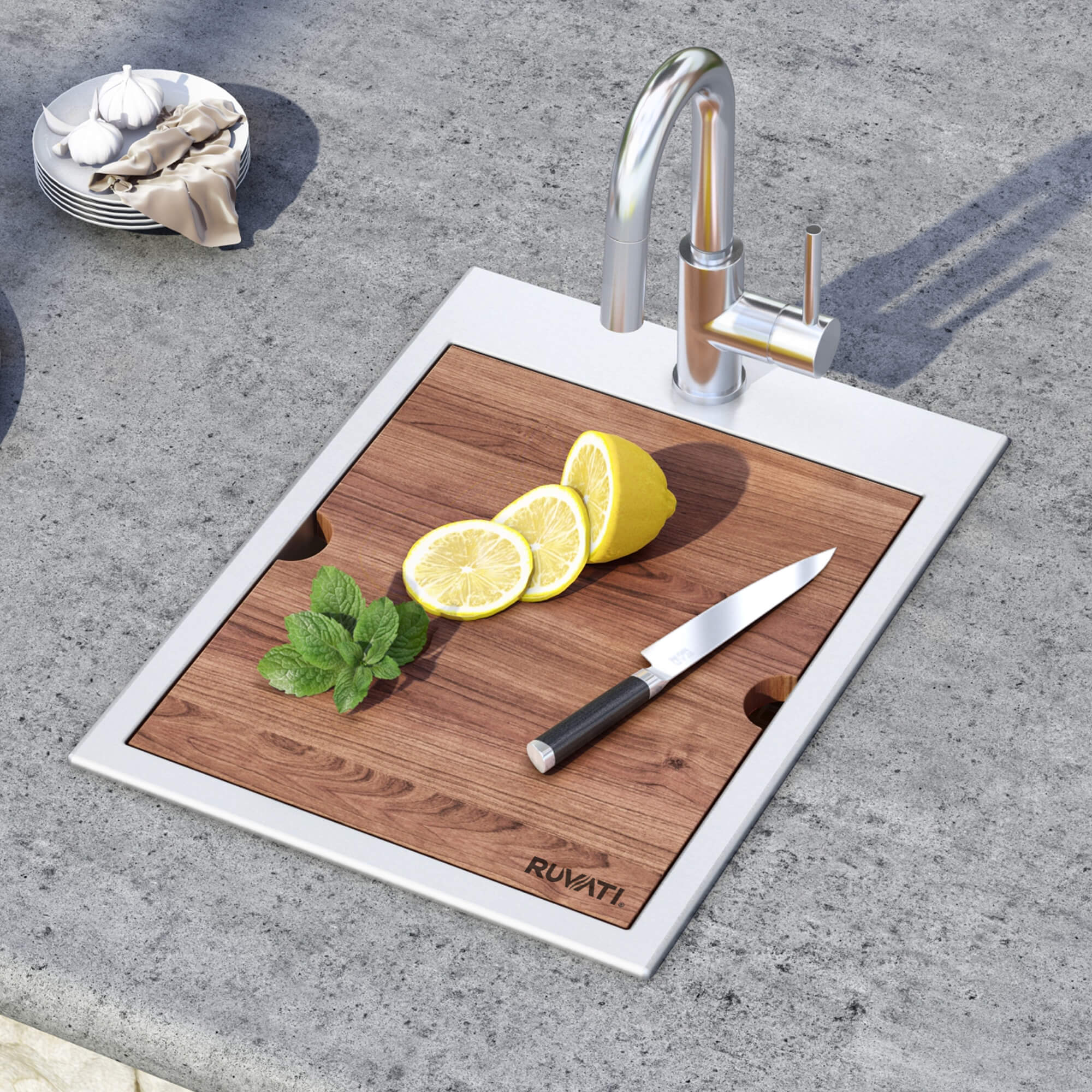 Alternate Image for Ruvati Vino 15" Rectangle Stainless Steel Workstation Bar/Prep Sink, 16 Gauge, RVH8210