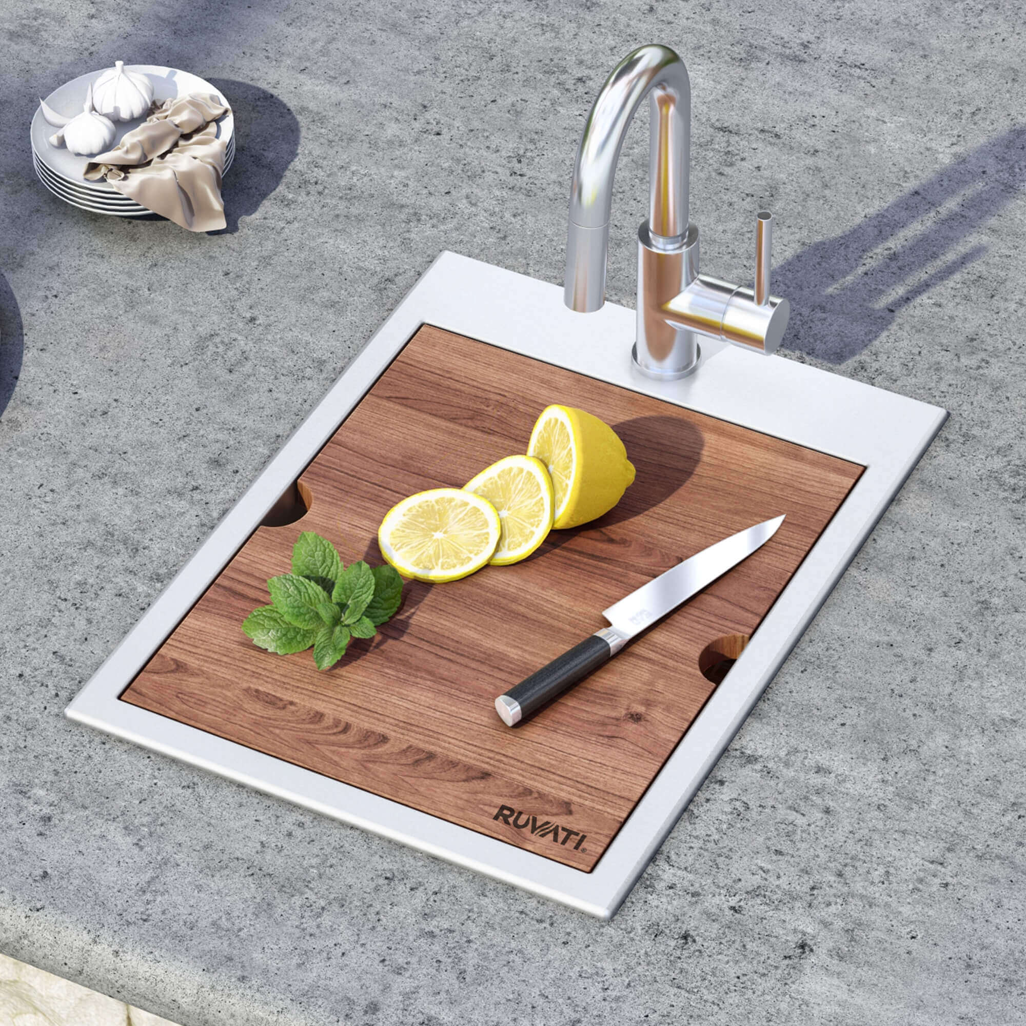 Alternate Image for Ruvati Vino 15" Rectangle Stainless Steel Workstation Bar/Prep Sink, 16 Gauge, RVH8210