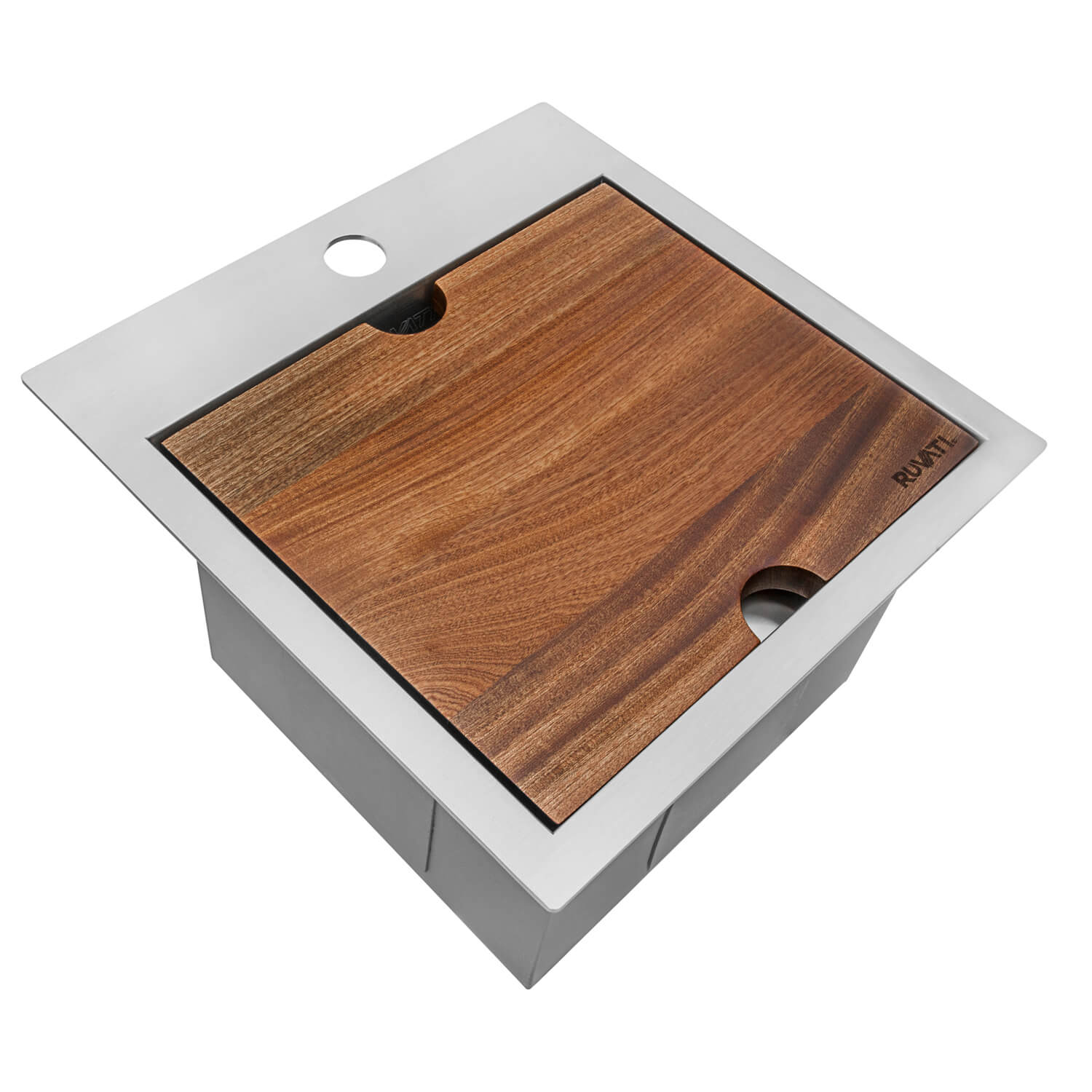 Alternative View of Ruvati Vino 15" Square Stainless Steel Workstation Bar/Prep Sink, 16 Gauge, RVH8215