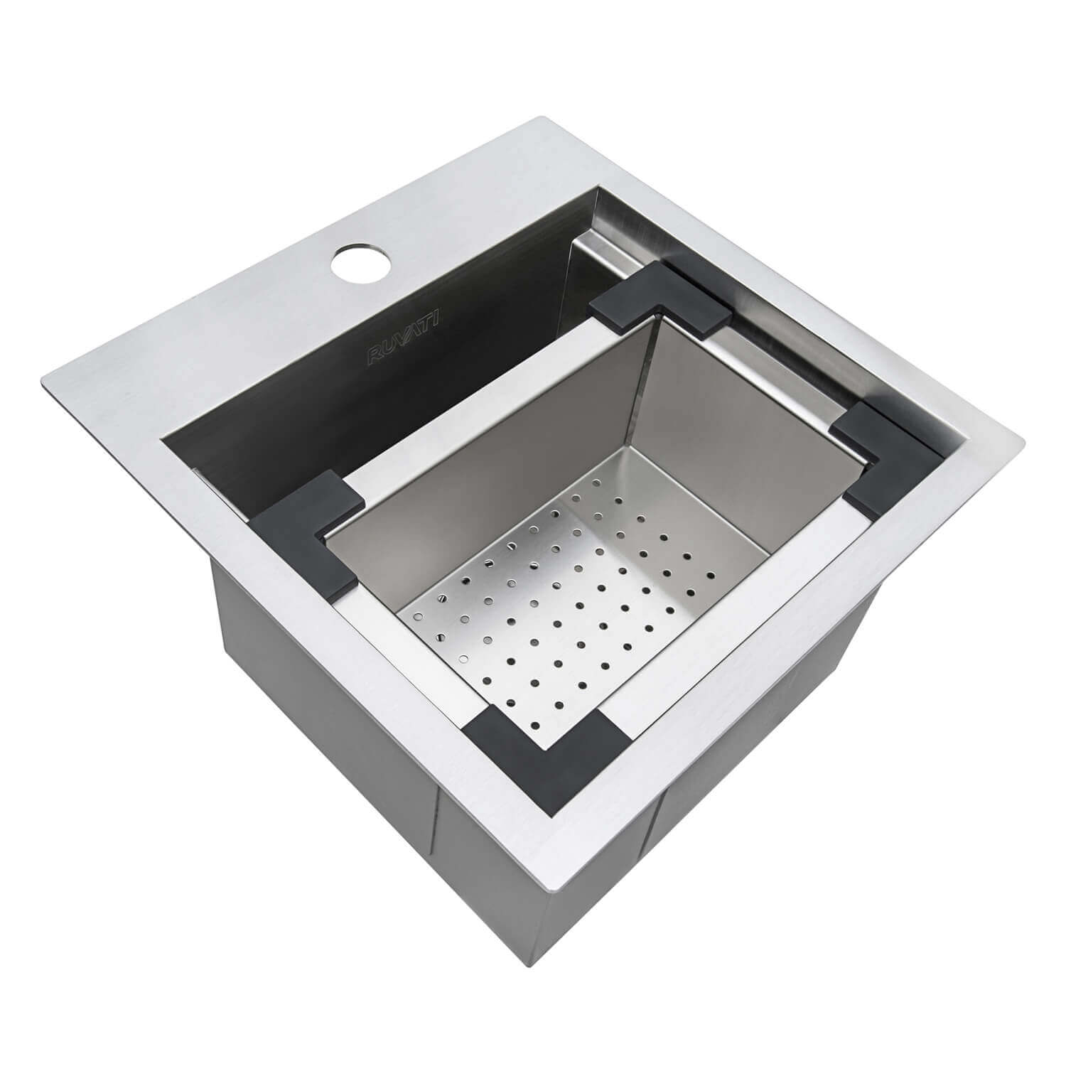 Alternate Image for Ruvati Vino 15" Square Stainless Steel Workstation Bar/Prep Sink, 16 Gauge, RVH8215