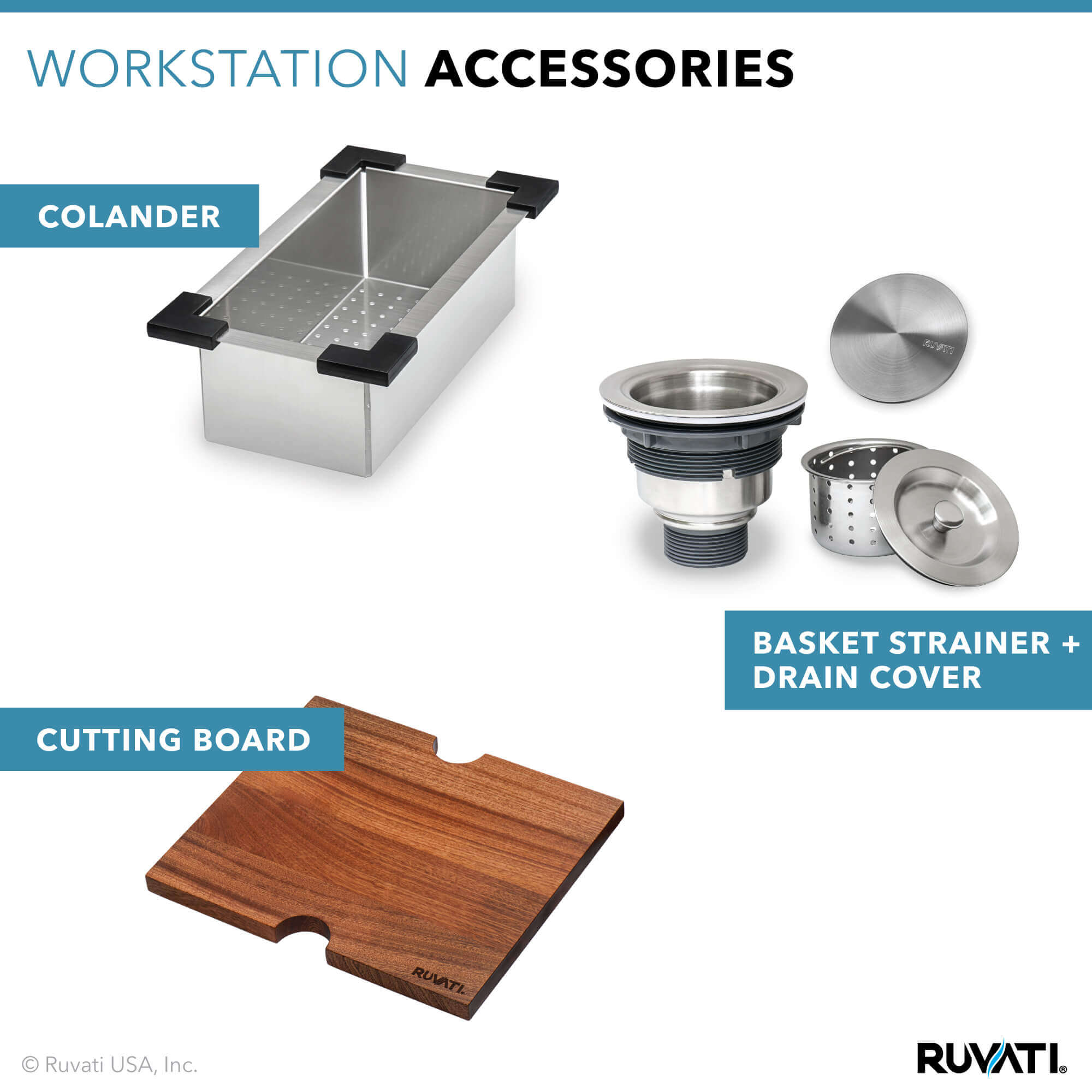 Alternate Image for Ruvati Vino 15" Square Stainless Steel Workstation Bar/Prep Sink, 16 Gauge, RVH8215