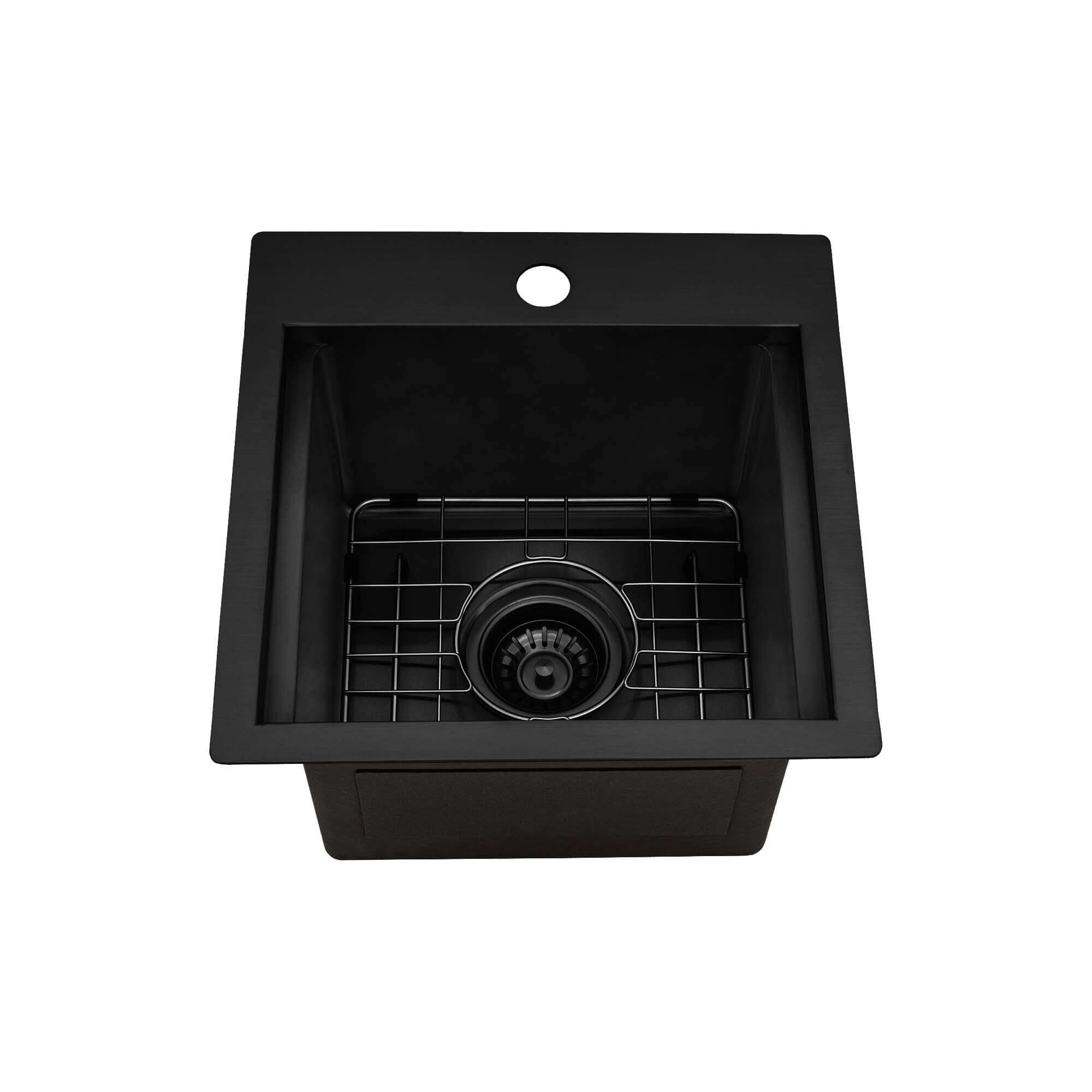 Alternate Image for Ruvati Giana 15 inch Gunmetal Black Stainless Steel Workstation Wet Bar Sink Drop-in Topmount, 16, RVH8215BL