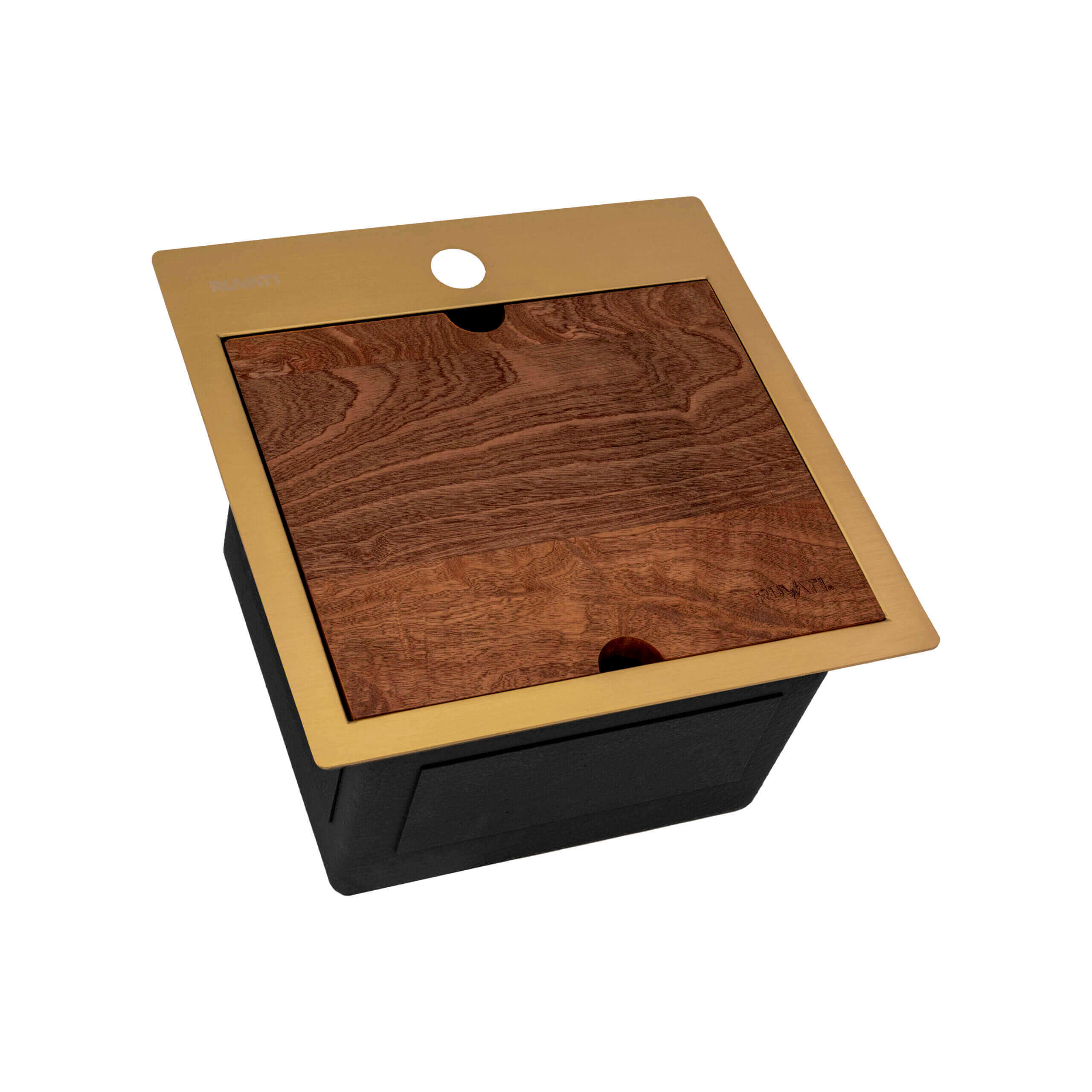 Alternate Image for Ruvati Giana 15 inch Polished Brass Matte Gold Stainless Steel Workstation Wet Bar Sink Drop-in Topmount, 16, Matte Gold Satin Brass, RVH8215GG