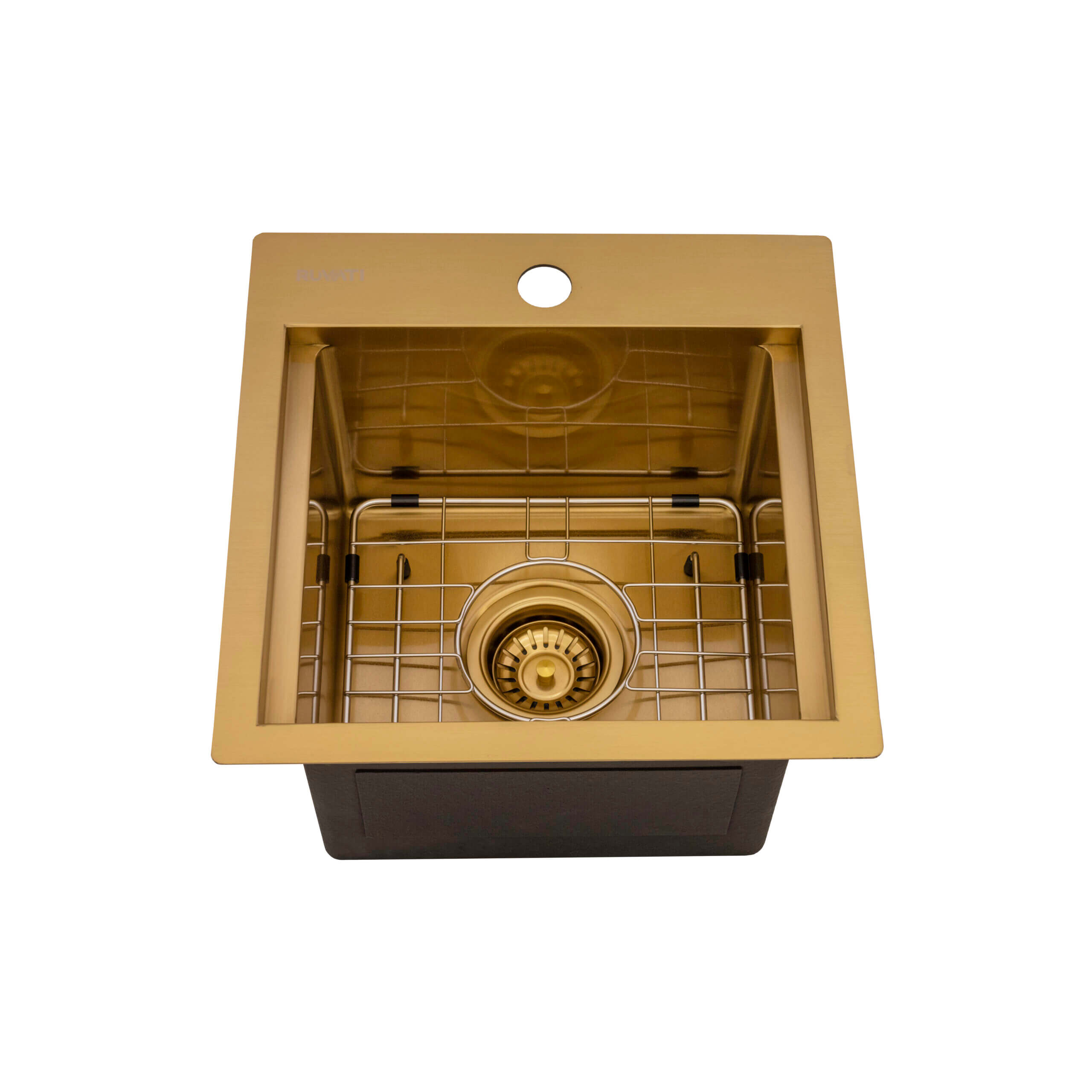 Alternate Image for Ruvati Giana 15 inch Polished Brass Matte Gold Stainless Steel Workstation Wet Bar Sink Drop-in Topmount, 16, Matte Gold Satin Brass, RVH8215GG