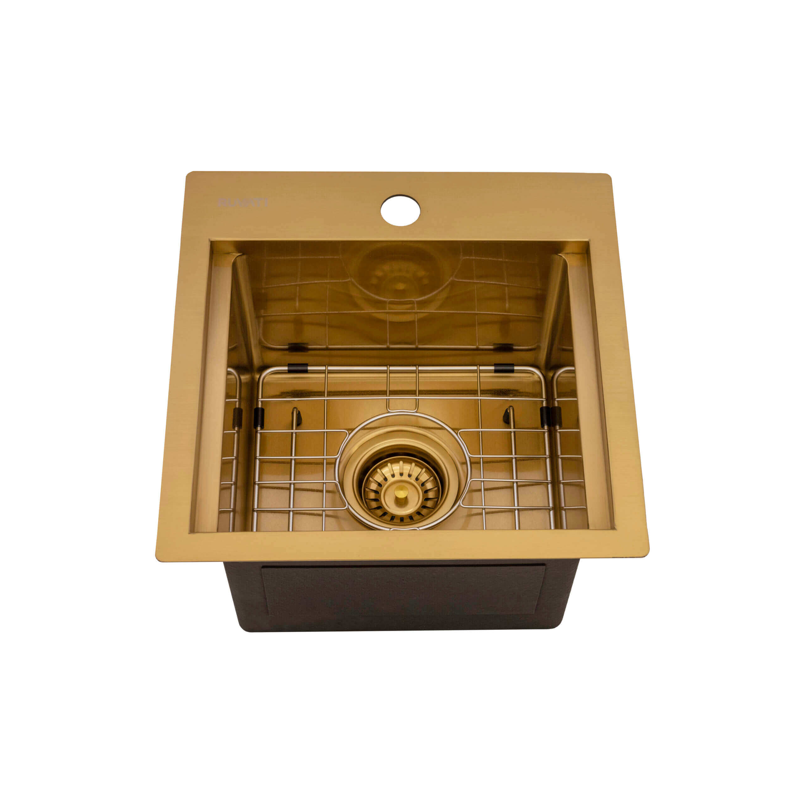 Alternate Image for Ruvati Giana 15 inch Polished Brass Matte Gold Stainless Steel Workstation Wet Bar Sink Drop-in Topmount, 16, Matte Gold Satin Brass, RVH8215GG