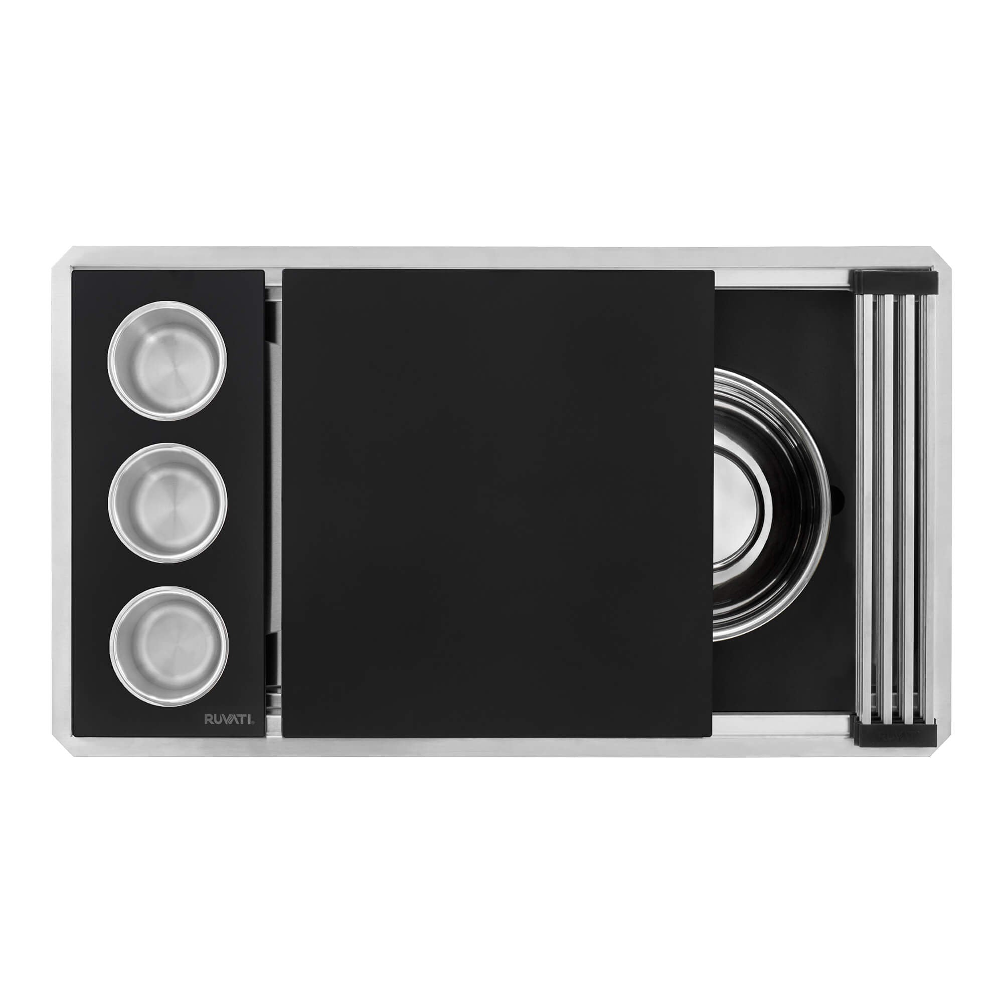 Alternative View of Ruvati Dual-Tier Nova 33" Undermount Stainless Steel Workstation Kitchen Sink, 16 Gauge, RVH8224