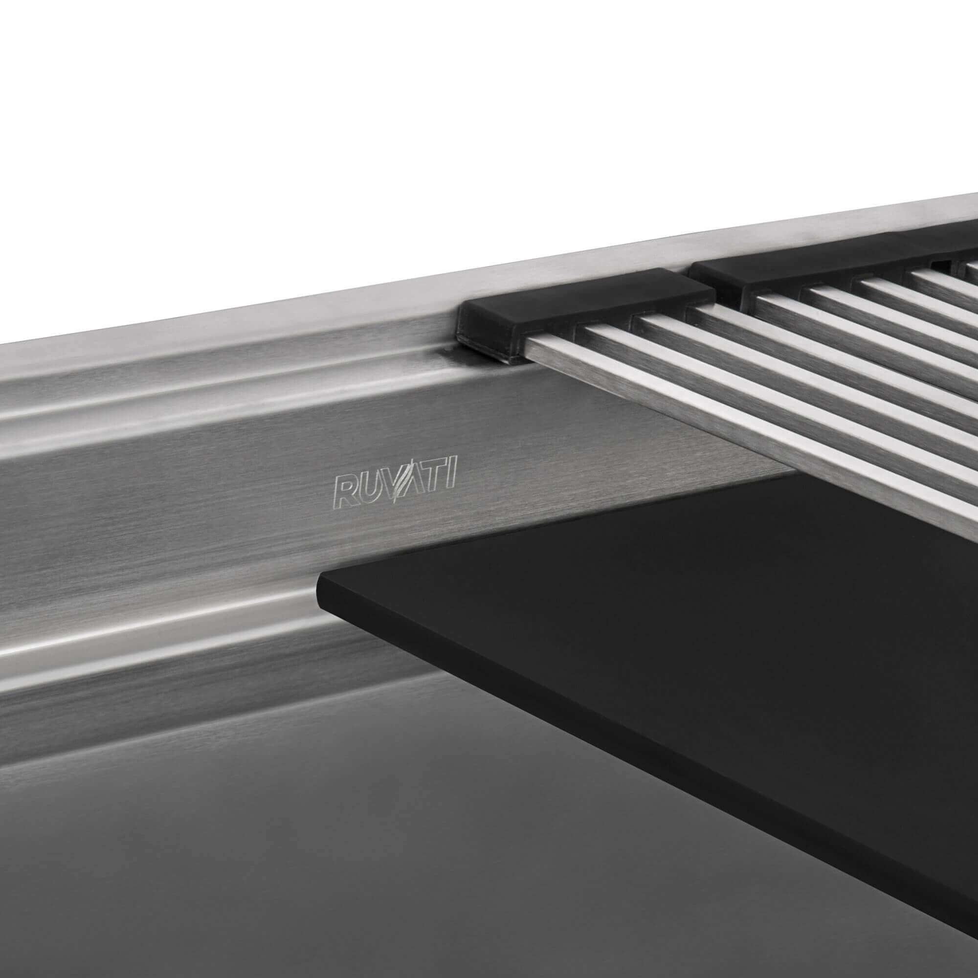 Ruvati Dual Tier Nova 33" Undermount Stainless Steel Workstation Kitchen Sink, 60/40 Double Bowl, RVH8254 Product Image