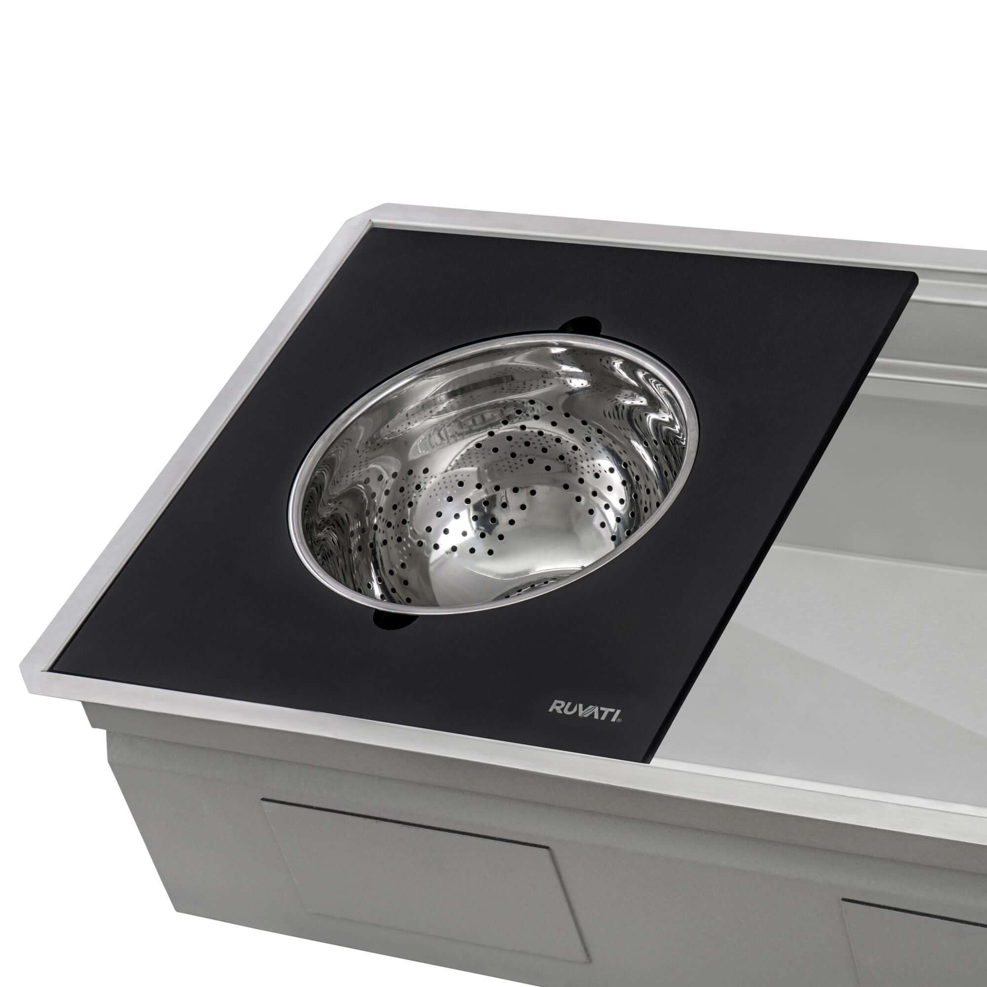 Ruvati Dual Tier Nova 33" Undermount Stainless Steel Workstation Kitchen Sink, 60/40 Double Bowl, RVH8254 Product Image