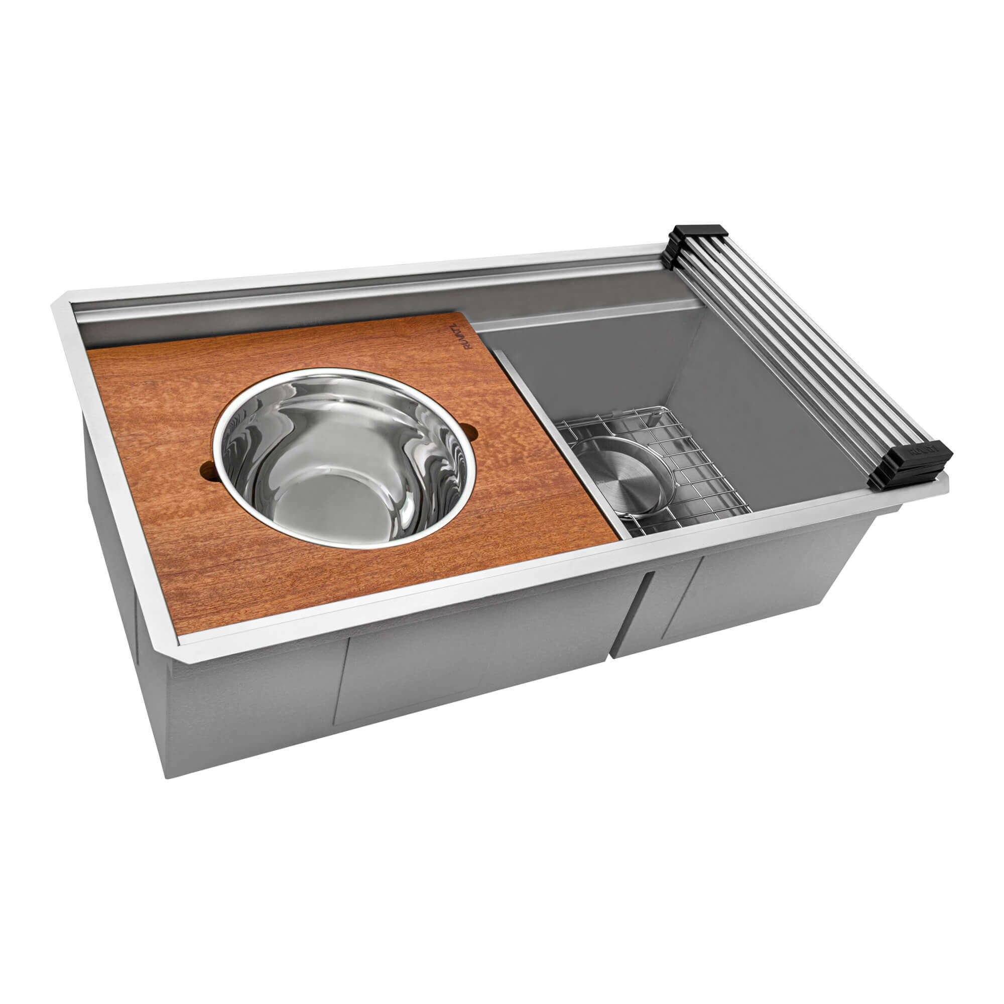 Alternate Image for Ruvati Dual-Tier 33" Undermount Stainless Steel Workstation Kitchen Sink, 60/40 Low Divide Double Bowl, 16 Gauge, RVH8255
