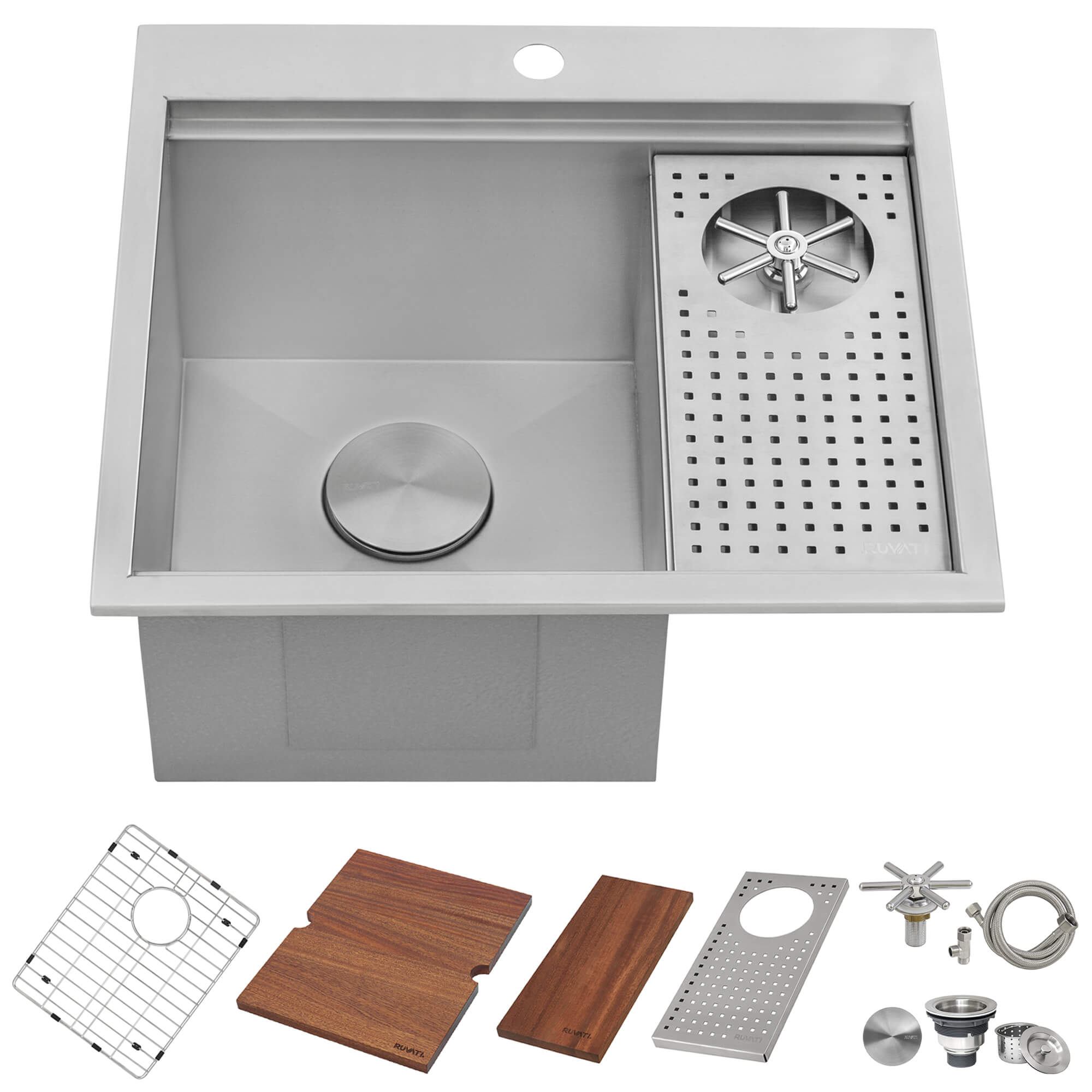 Alternate Image for Ruvati Glass Rinser and Sink Combo 22 inch Workstation for Wet Bar Bottle Washer Drop in Topmount, RVH8262ST