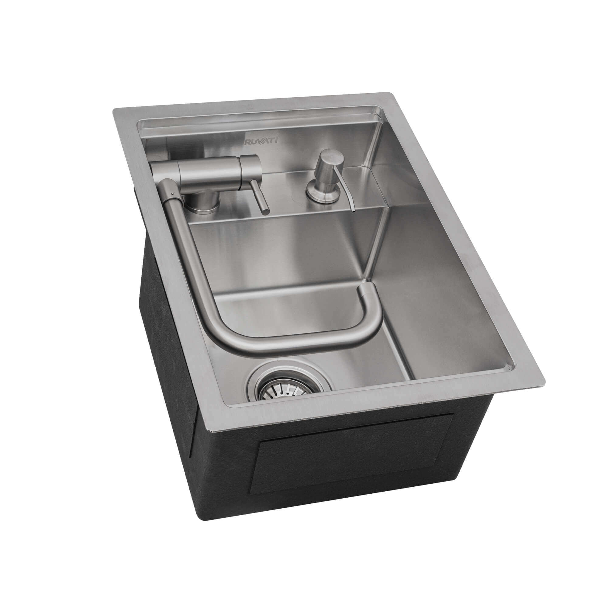 Alternate Image for Ruvati Vienna 15" x 20" Stainless Steel RV Sink With Concealed Faucet and Soap DIspenser, 16, RVH8272ST