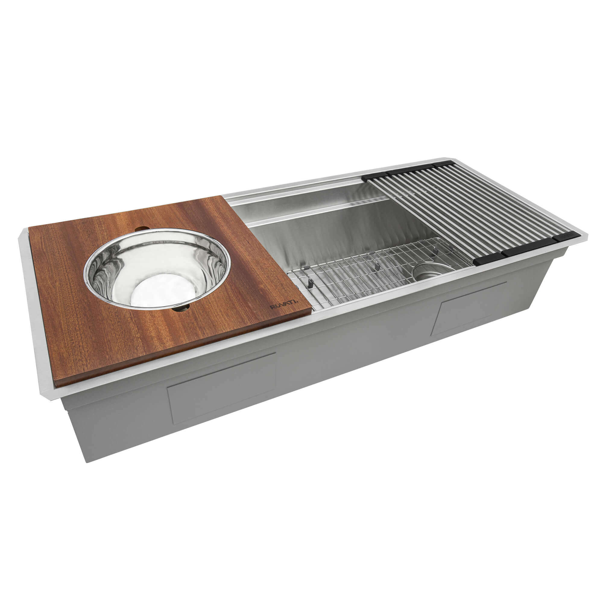 Alternate Image for Ruvati Dual-Tier 39" Undermount Stainless Steel Workstation Kitchen Sink, 16 Gauge, RVH8299