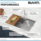 Alternative View of Ruvati Roma 32" Undermount Stainless Steel Workstation Kitchen Sink, 16 Gauge, RVH8300