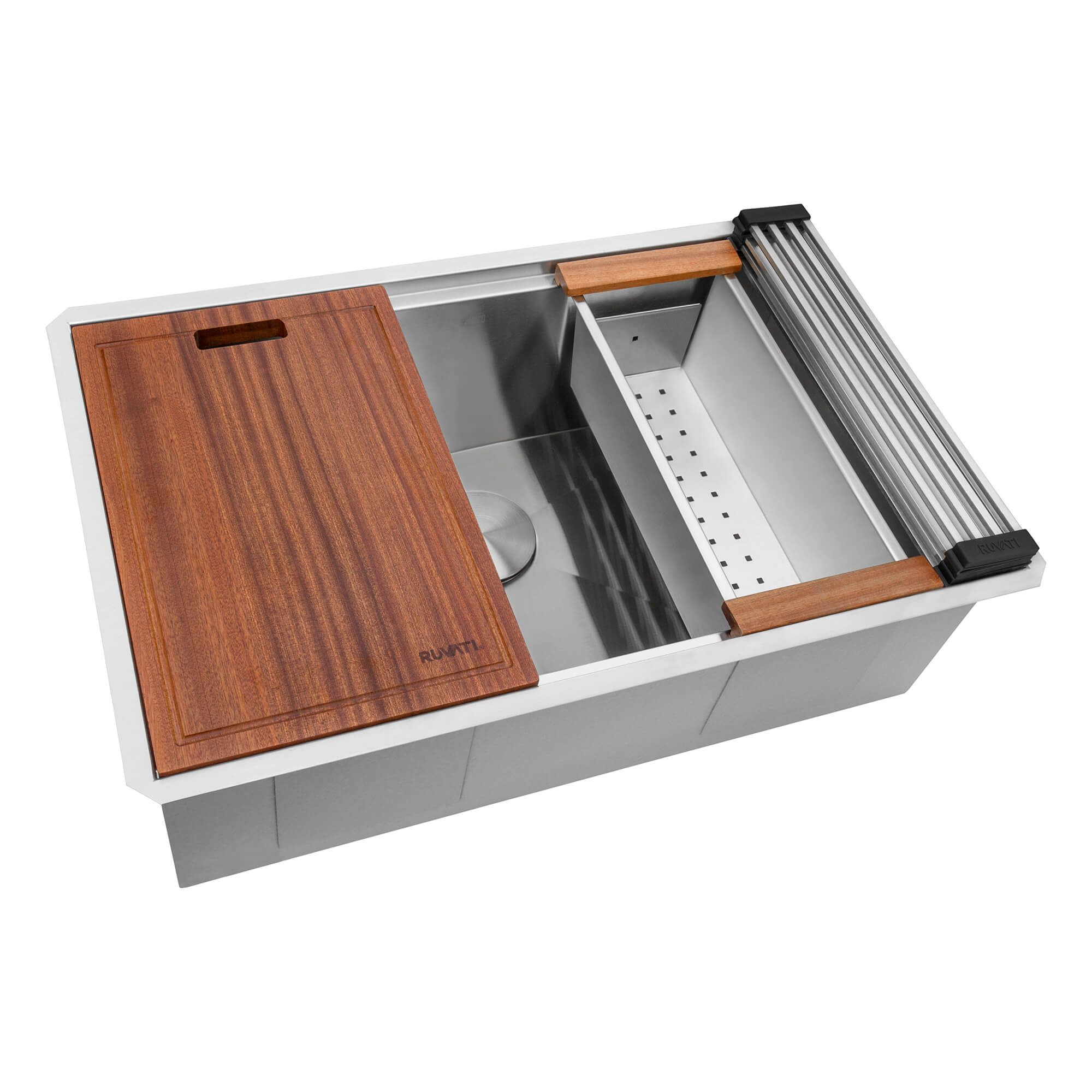 Alternative View of Ruvati Roma 32" Undermount Stainless Steel Workstation Kitchen Sink, 16 Gauge, RVH8300