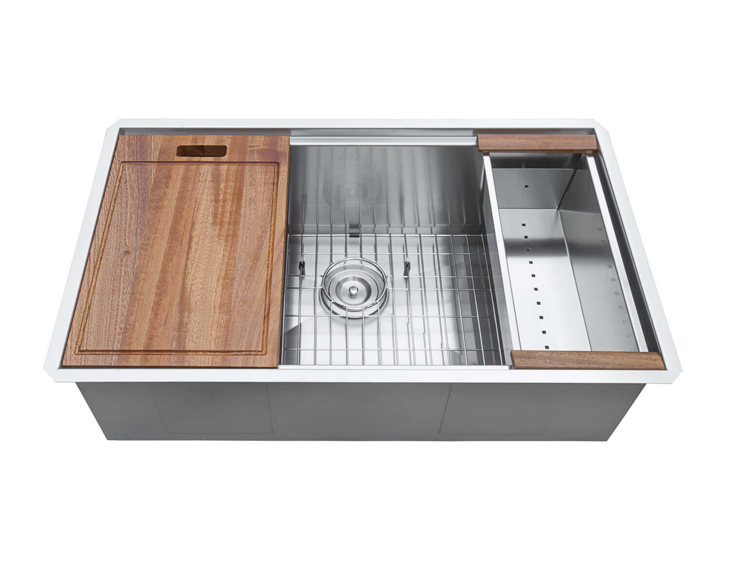 Alternate Image for Ruvati Roma Pro 32" Undermount Stainless Steel Workstation Kitchen Sink, 16 Gauge, Rounded Corners, RVH8301